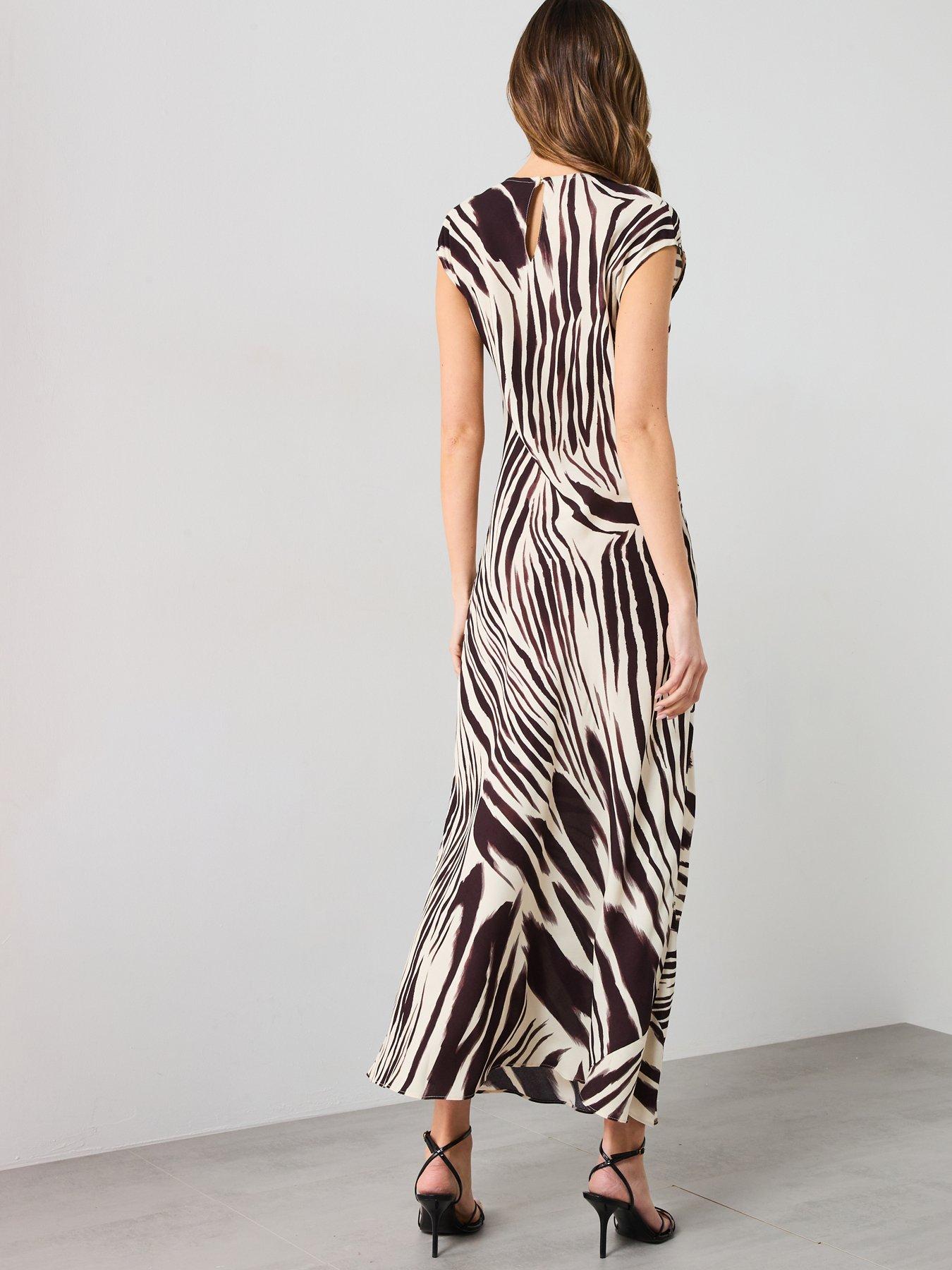  image of mango-zebra-print-midi-dress-cream