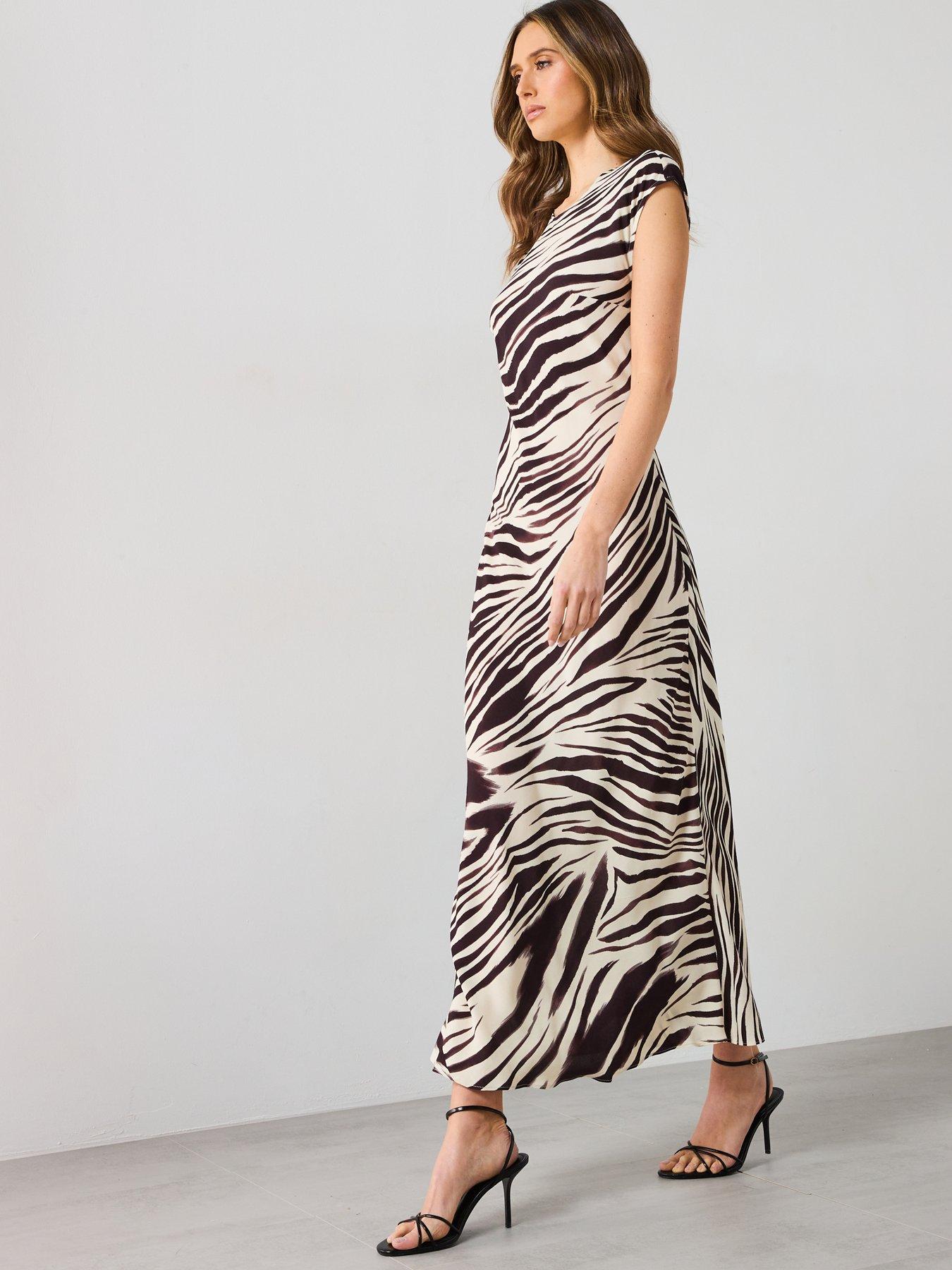  image of mango-zebra-print-midi-dress-cream