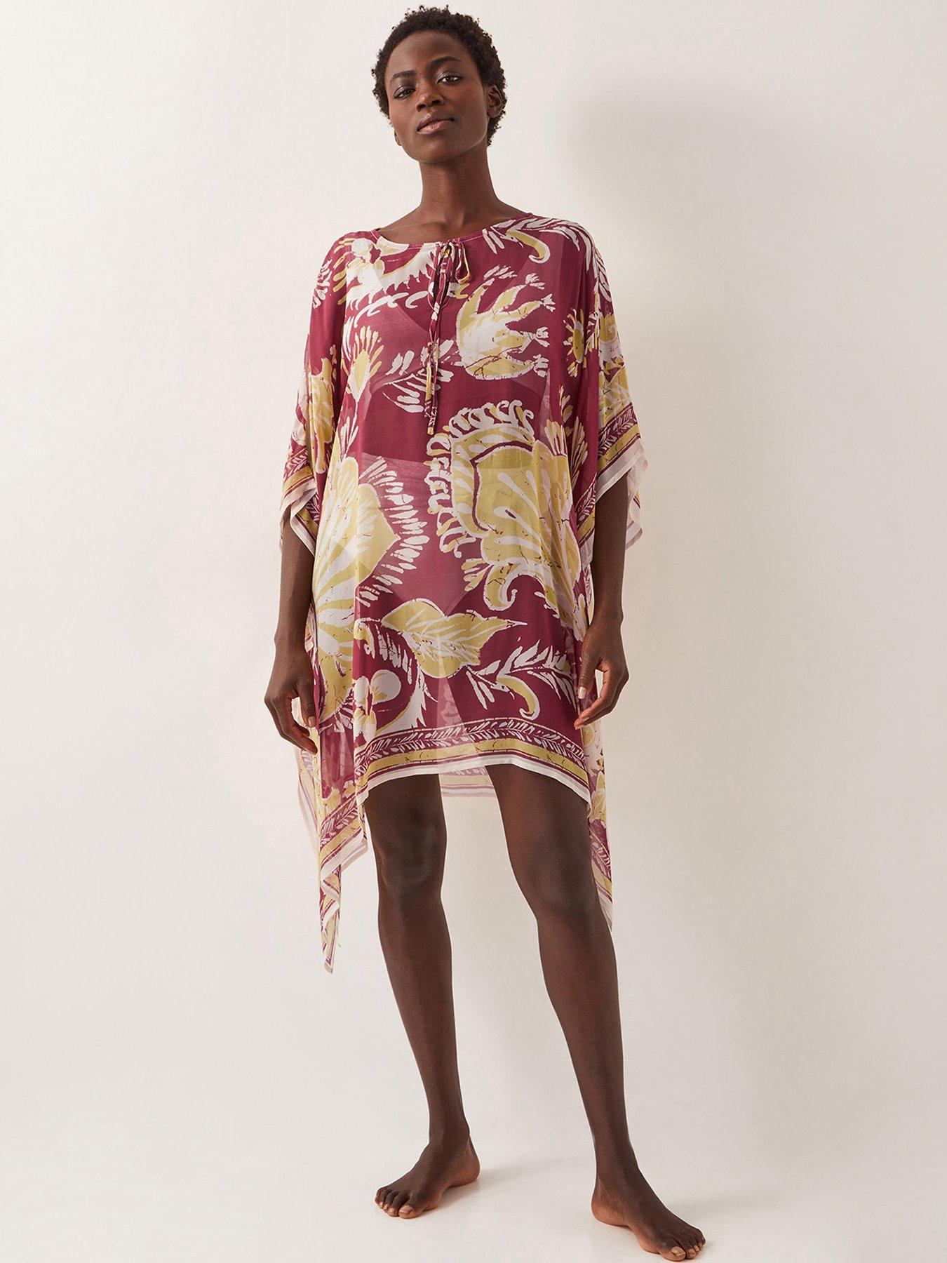 undefined Misha Print Kaftan - Burgundy