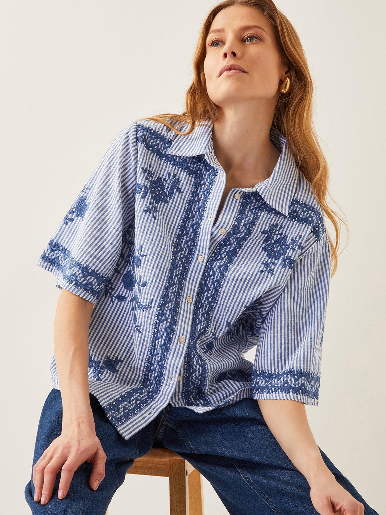  image of monsoon-marlowe-embellished-shirt-blue