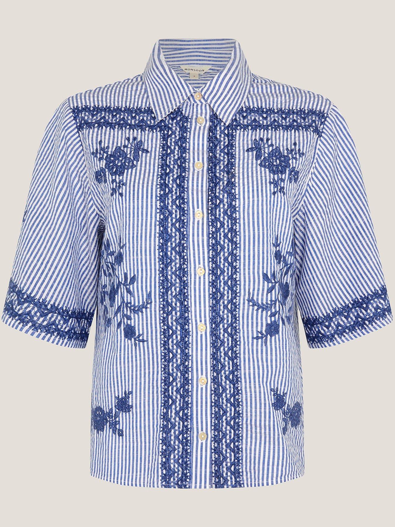  image of monsoon-marlowe-embellished-shirt-blue