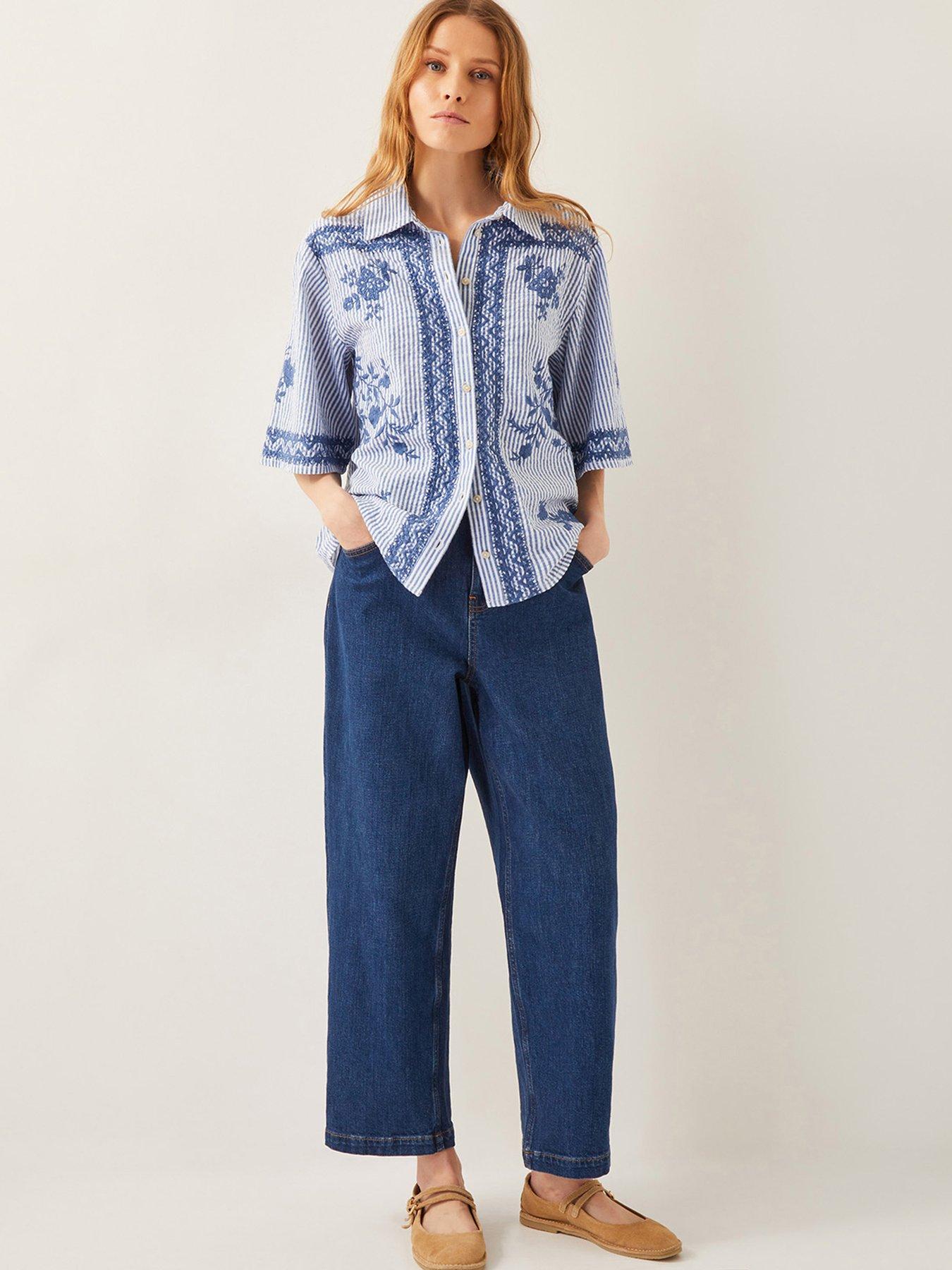  image of monsoon-marlowe-embellished-shirt-blue