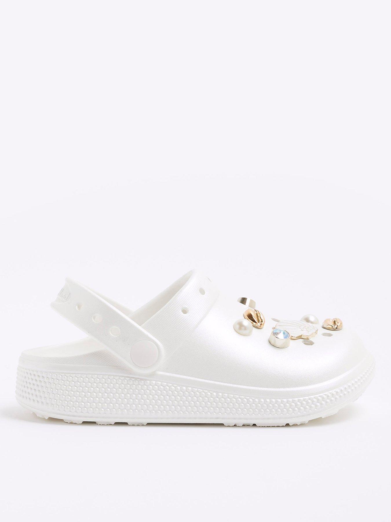  image of river-island-older-girls-pearlised-sea-shell-clog-white