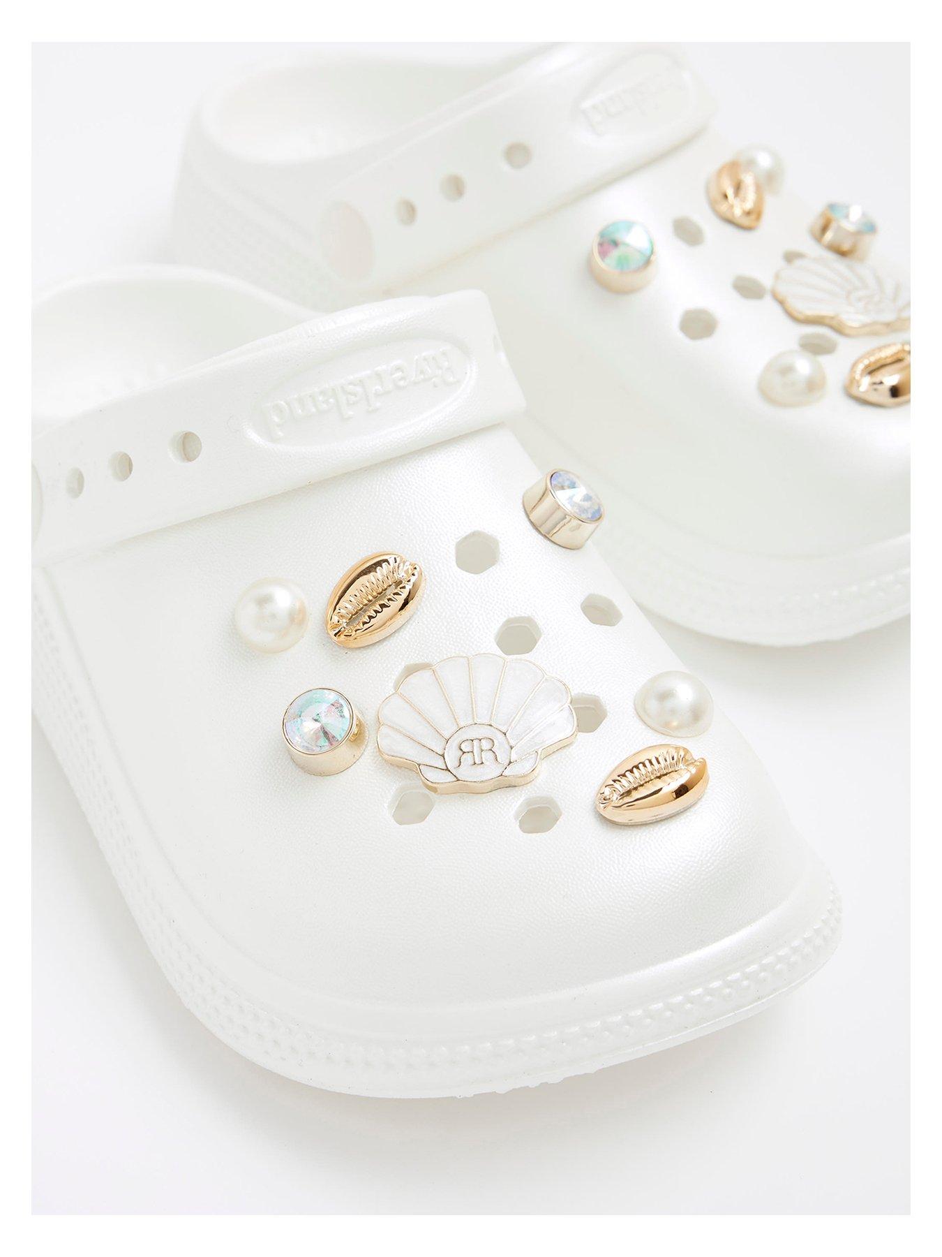  image of river-island-older-girls-pearlised-sea-shell-clog-white