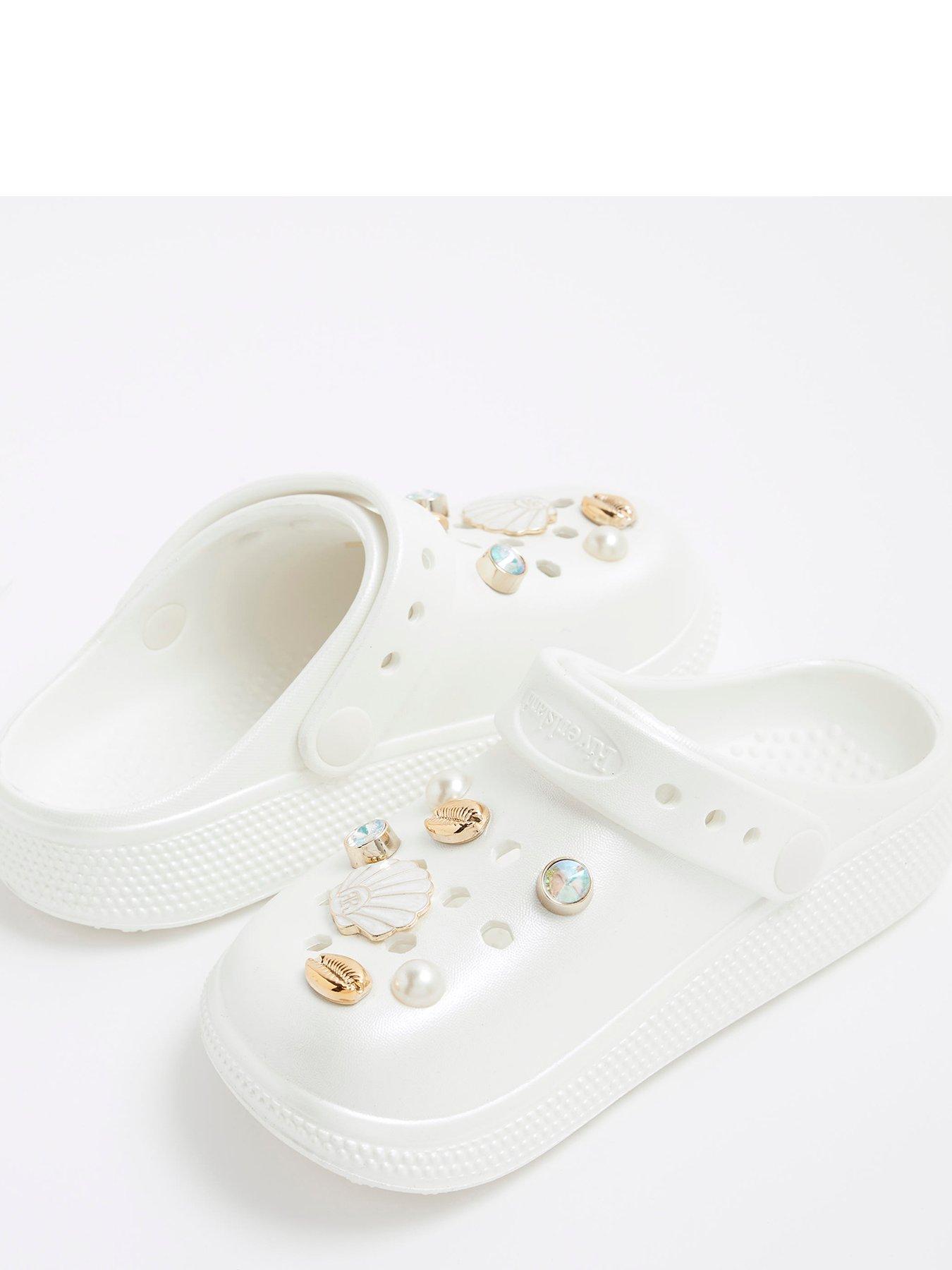  image of river-island-older-girls-pearlised-sea-shell-clog-white