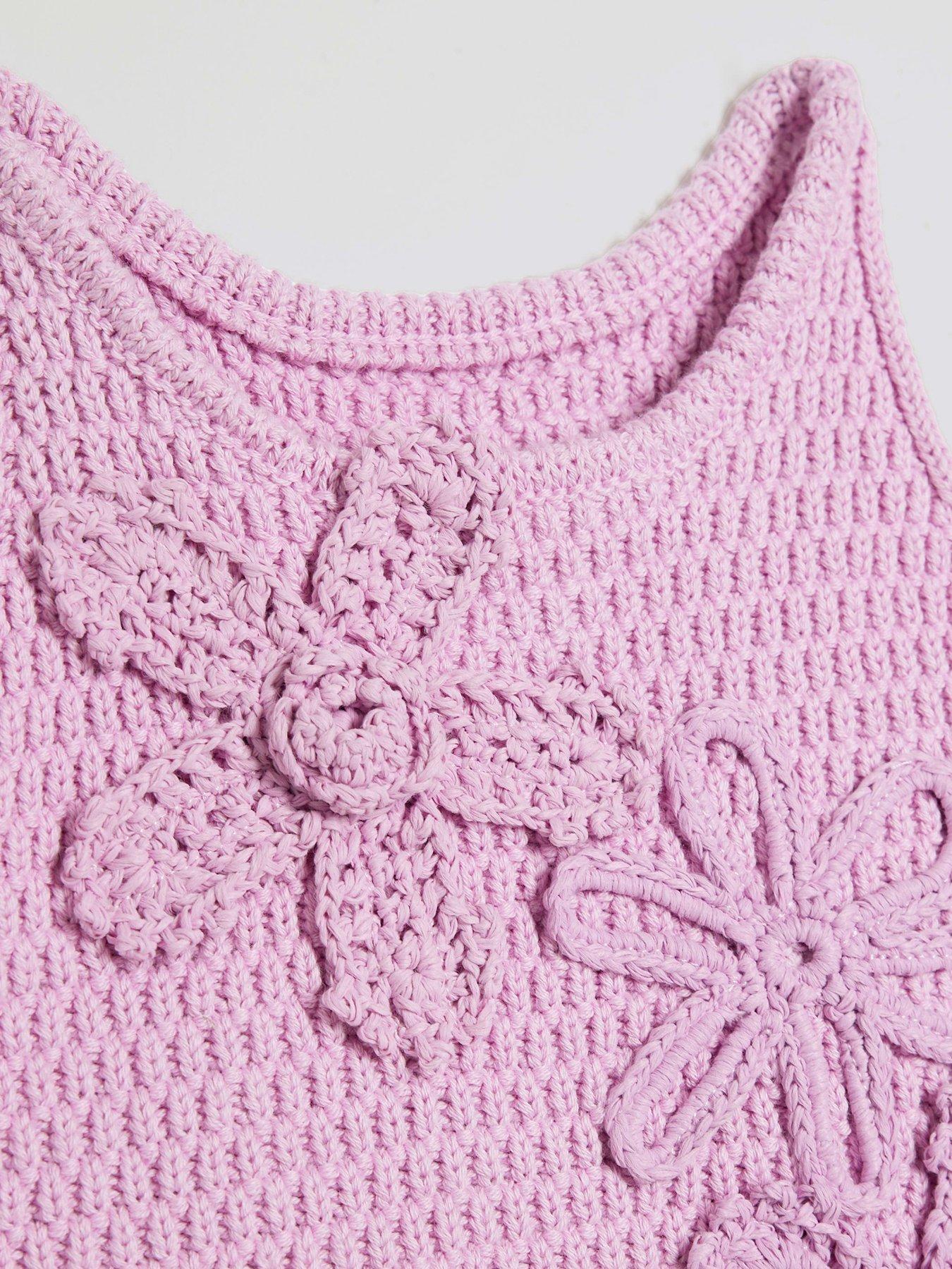  image of river-island-mini-girl-crochet-floral-set-purple