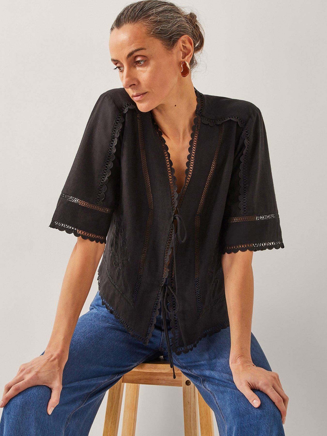 undefined Hayley Tie Top - Black