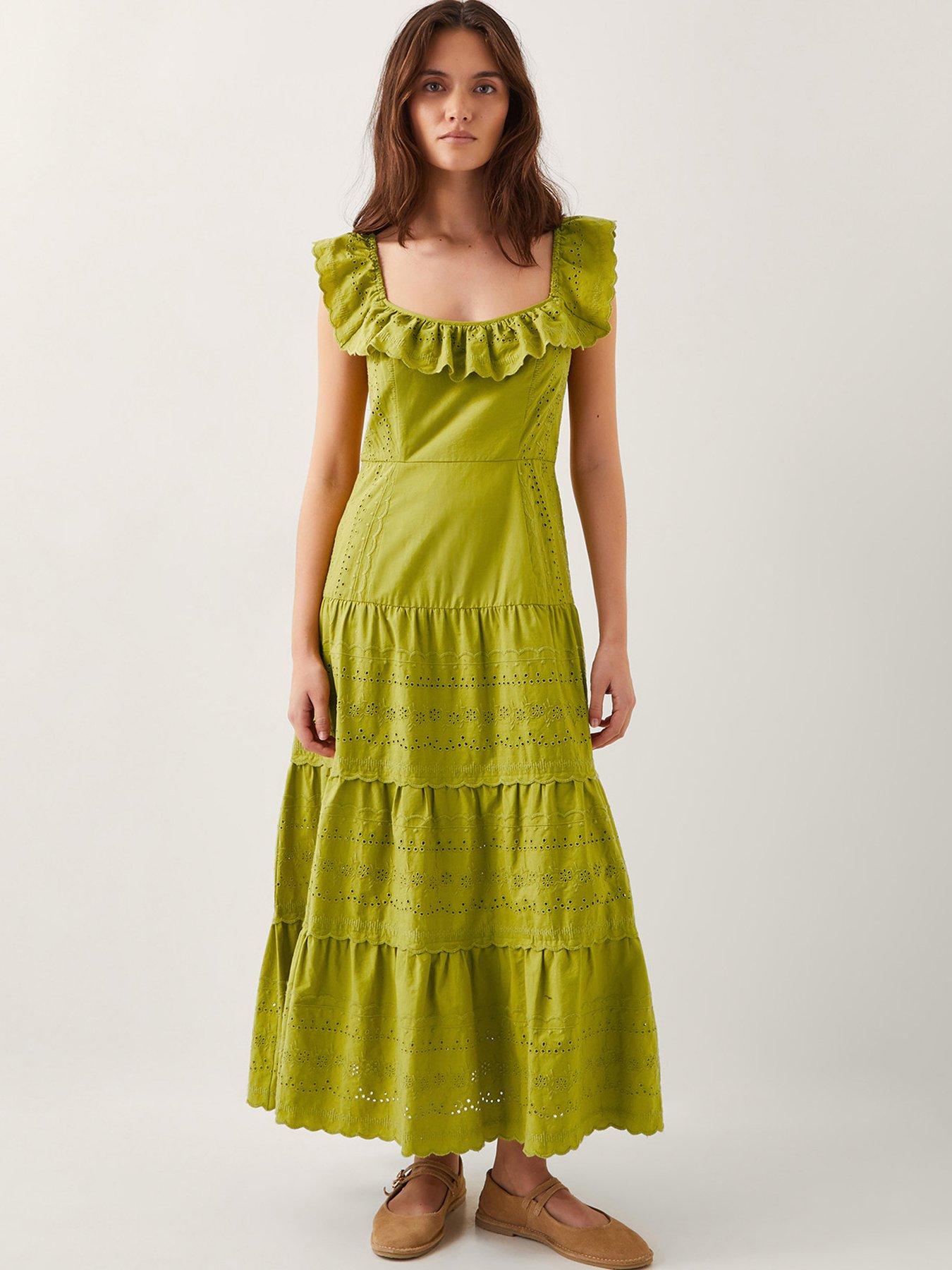undefined Lucy Broderie Dress - Green