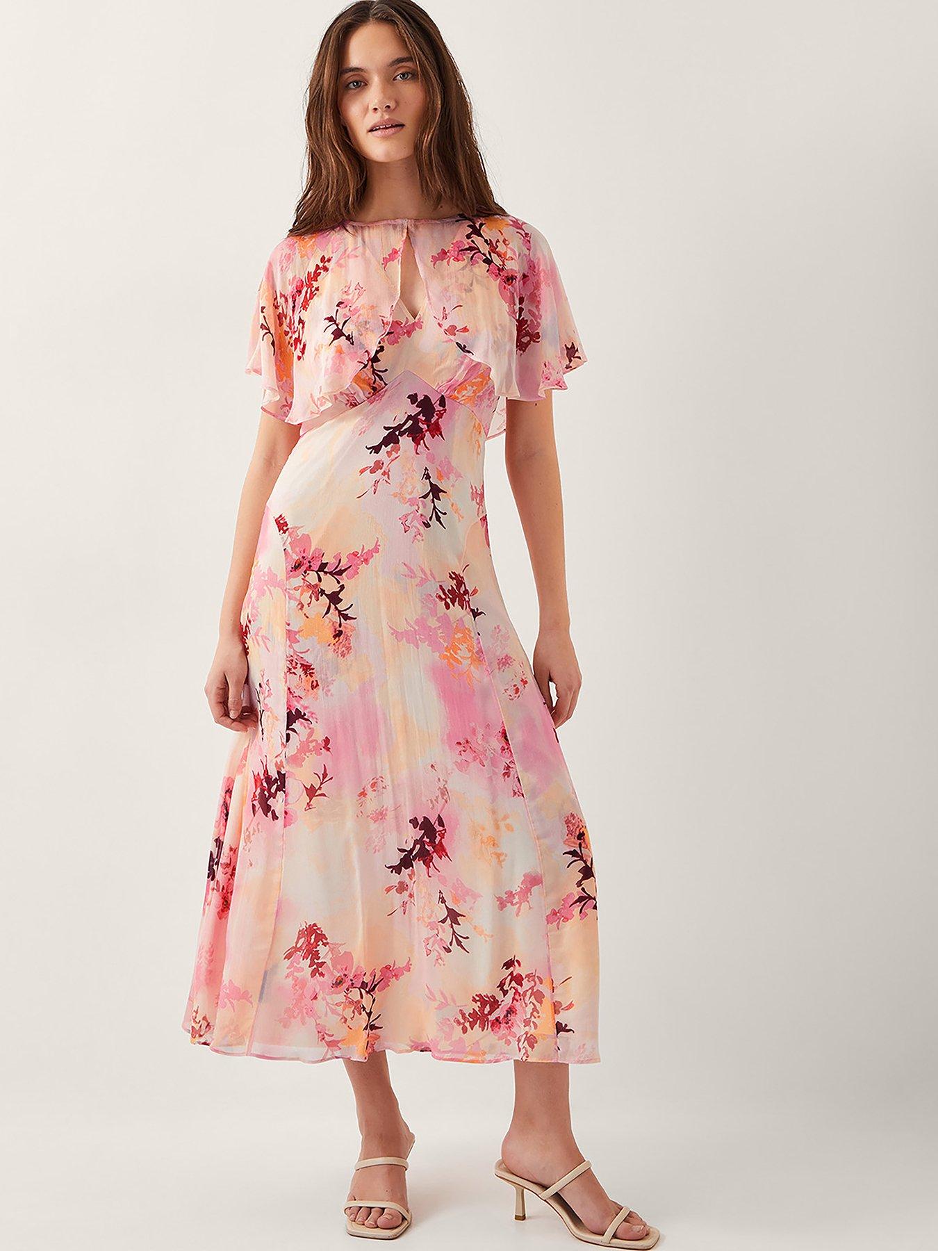 Image 1 of 4 of Monsoon Mia Cape Dress - Pink