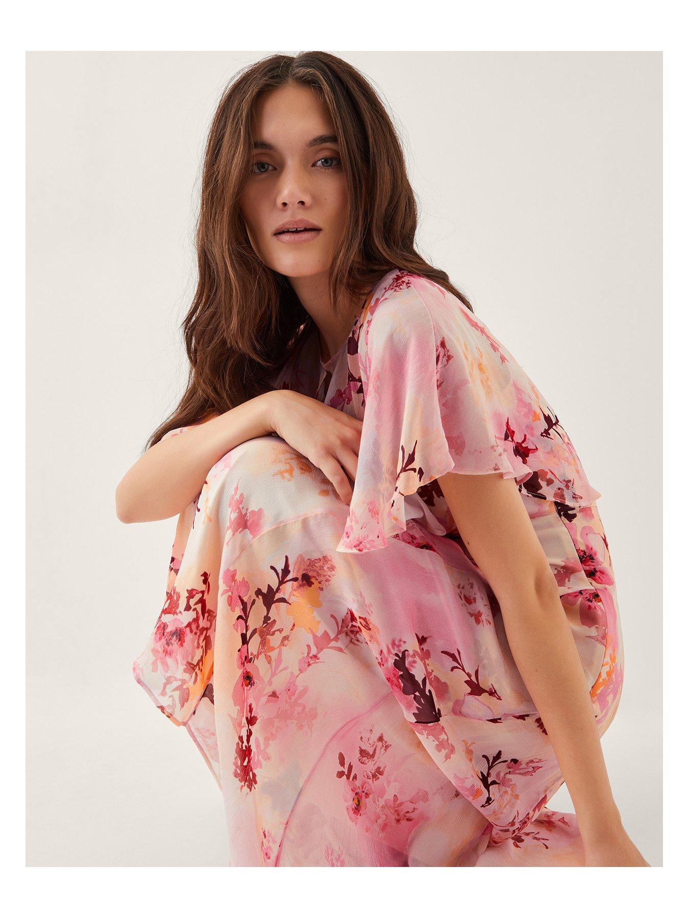 Image 3 of 4 of Monsoon Mia Cape Dress - Pink