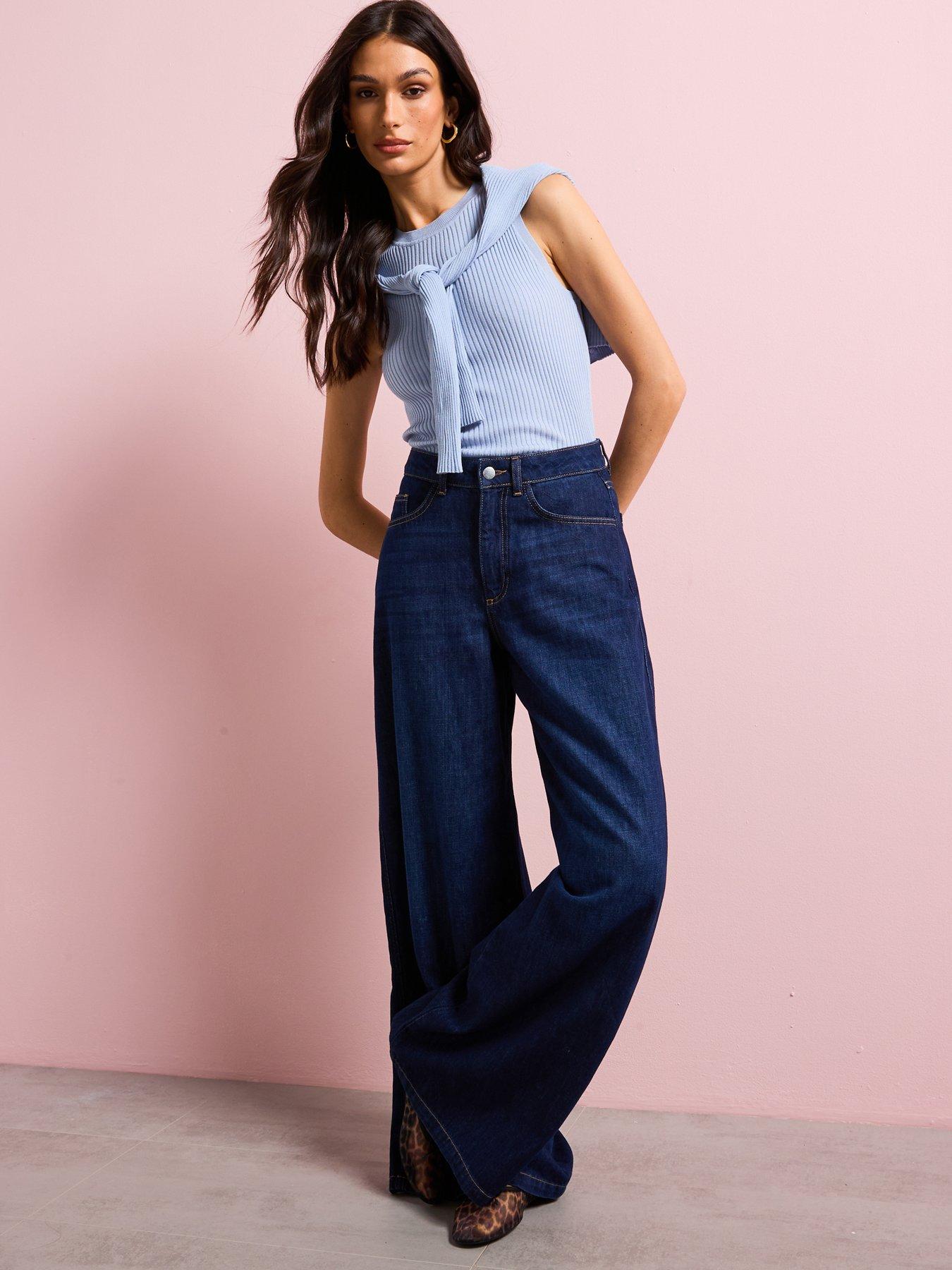  image of mango-ribbed-knit-top-blue