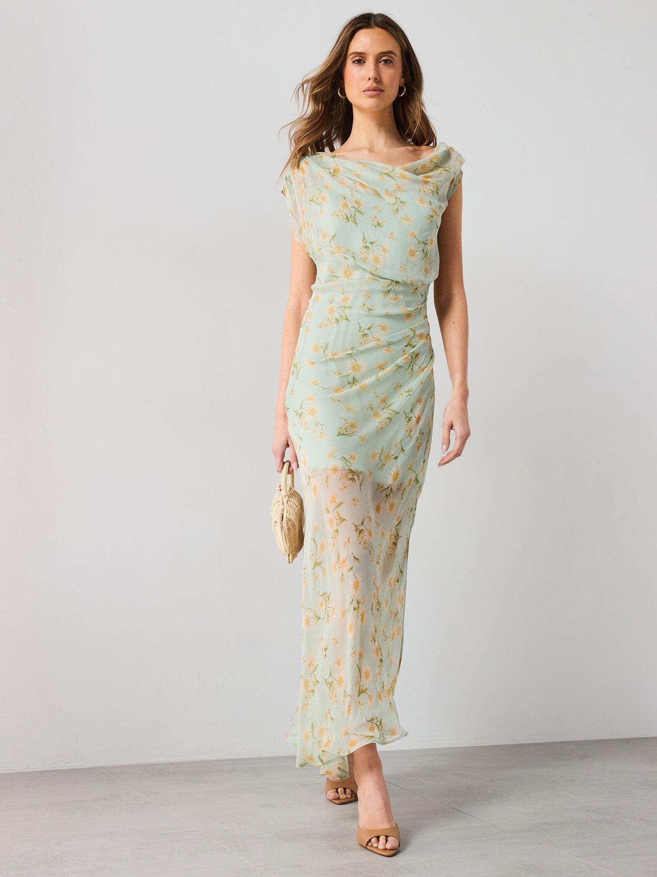 mango-semi-transparent-floral-print-draped-dress