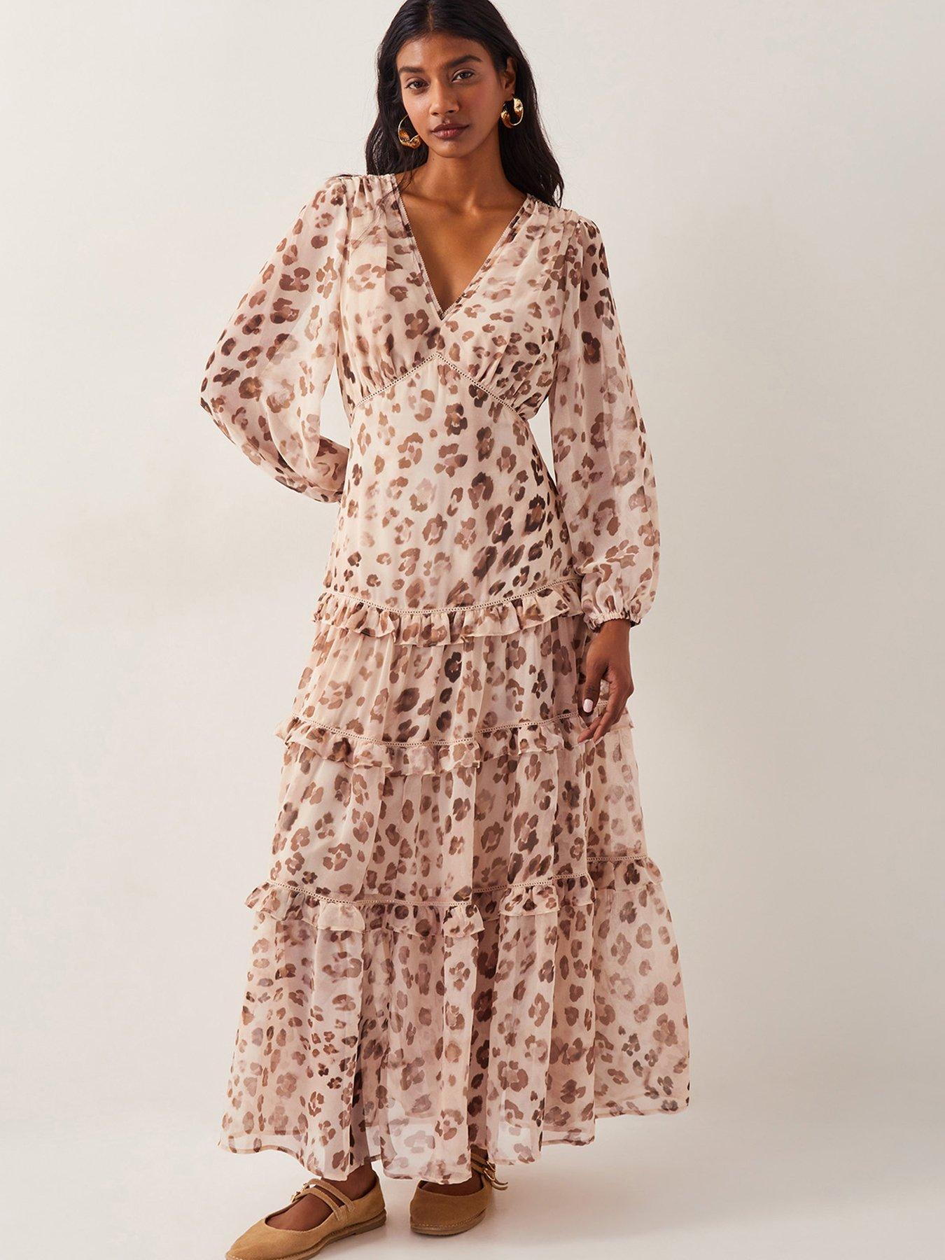 Monsoon Leona Leopard Print Dress Brown Littlewoods