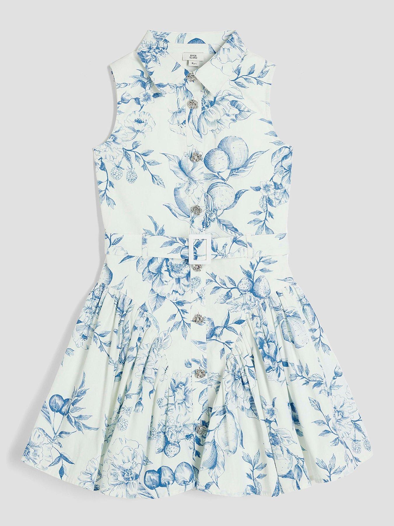 undefined Older Girls Prom Shirt Dress  - Blue