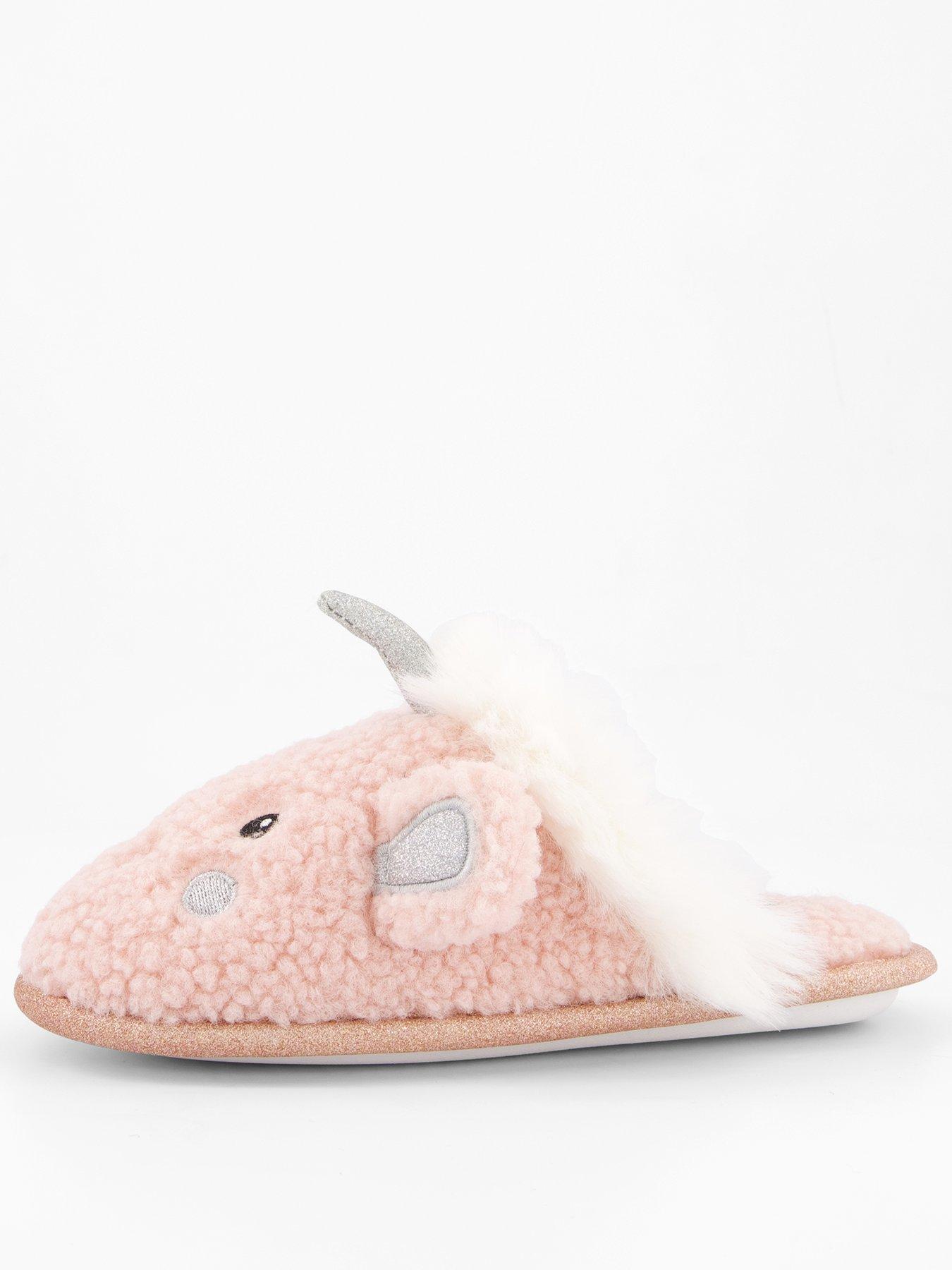 The Very Collection Girls Unicorn Mule Slipper - Pink