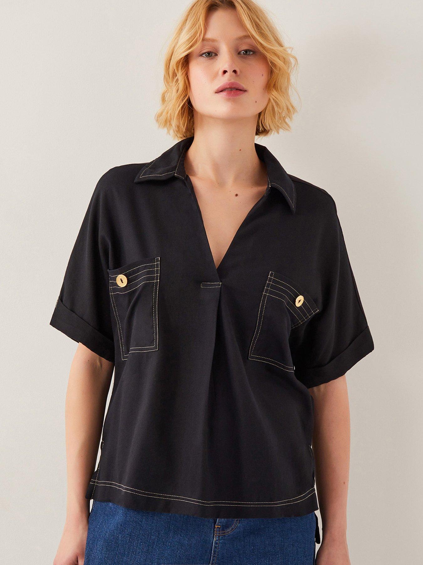 undefined Feyn Fabric Mix Top - Black