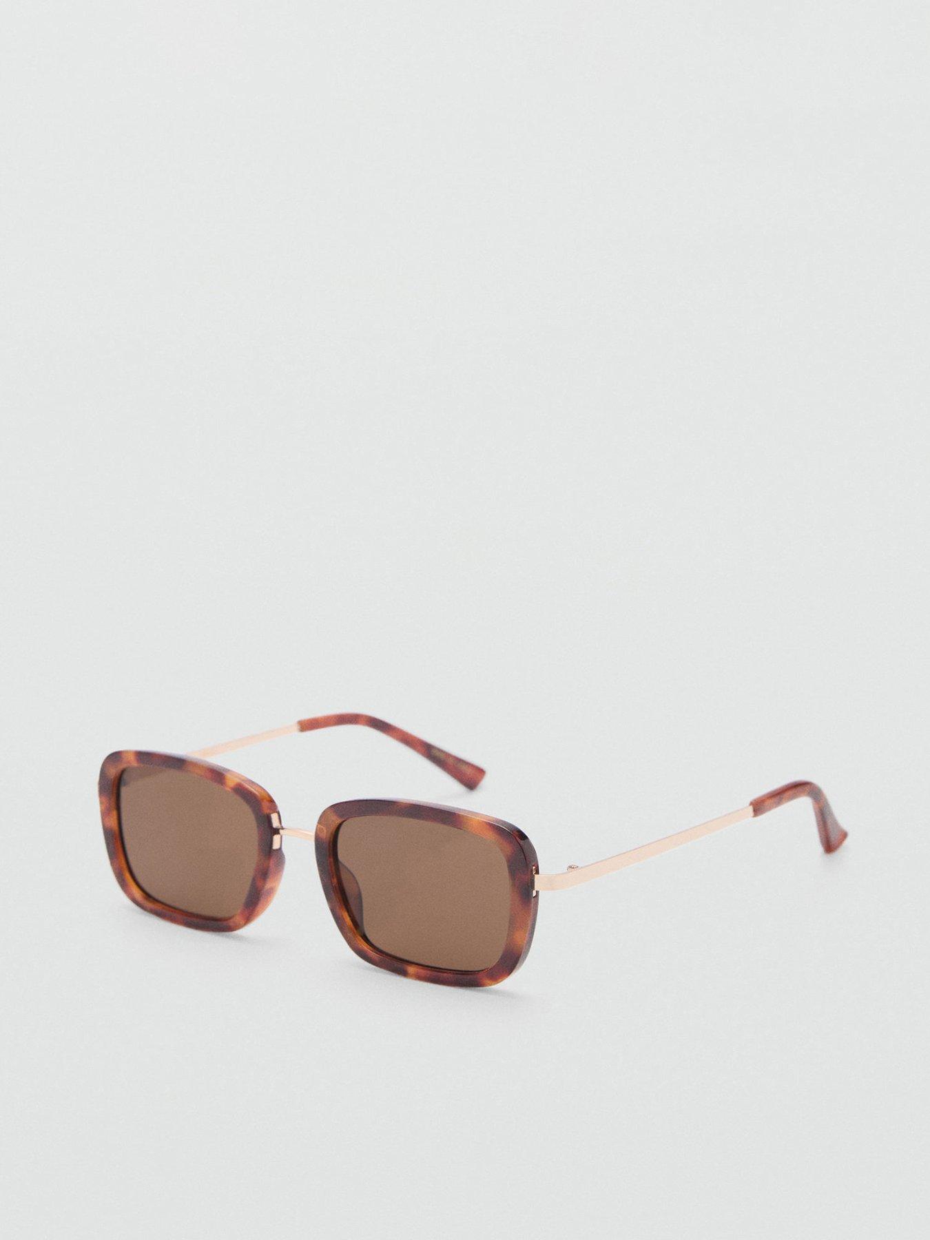 front image of mango-combined-frame-sunglasses-brown