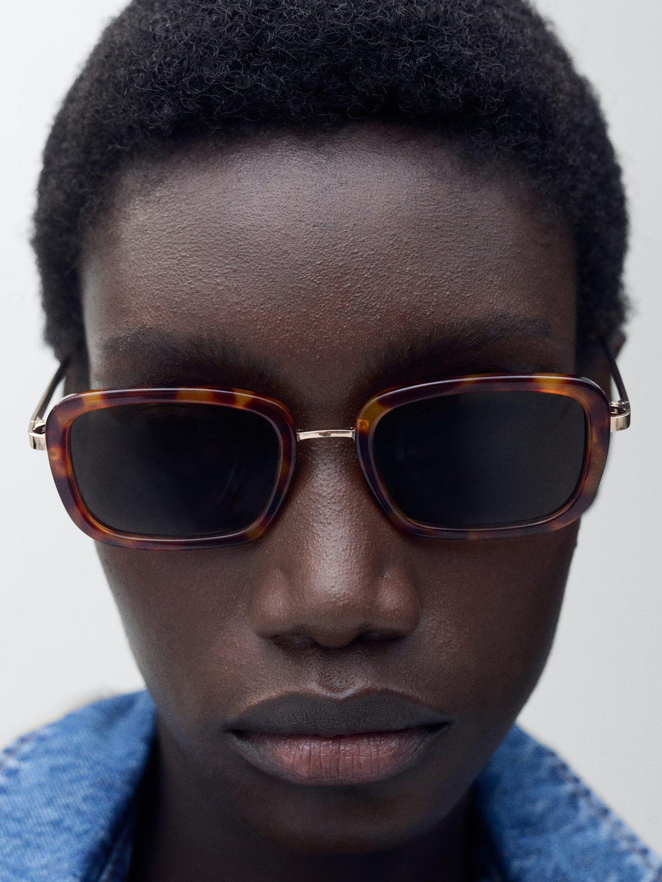 stillFront image of mango-combined-frame-sunglasses-brown