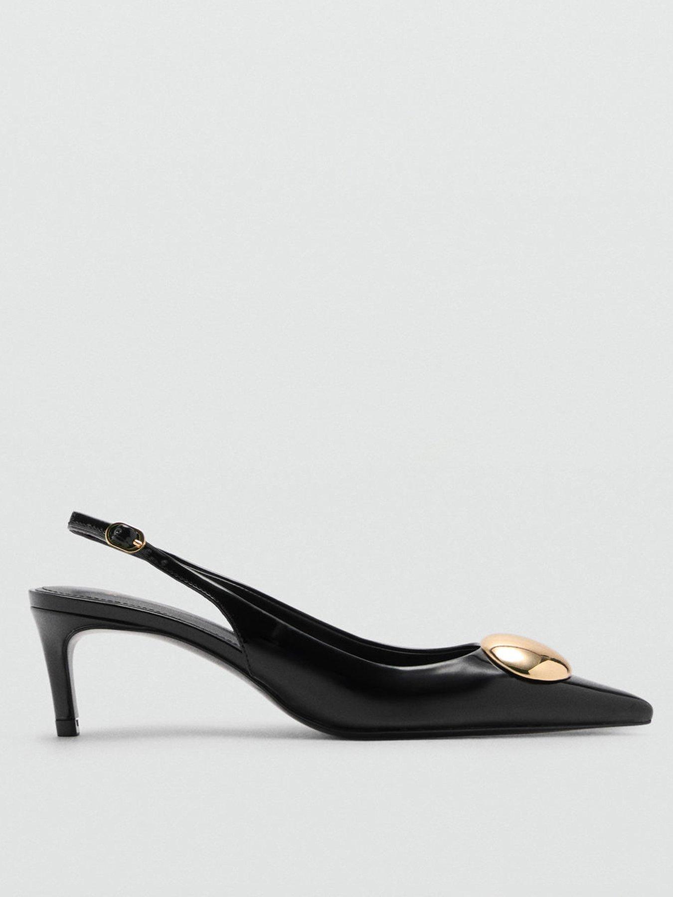  image of mango-kitten-heel-shoes-with-metallic-decoration-black