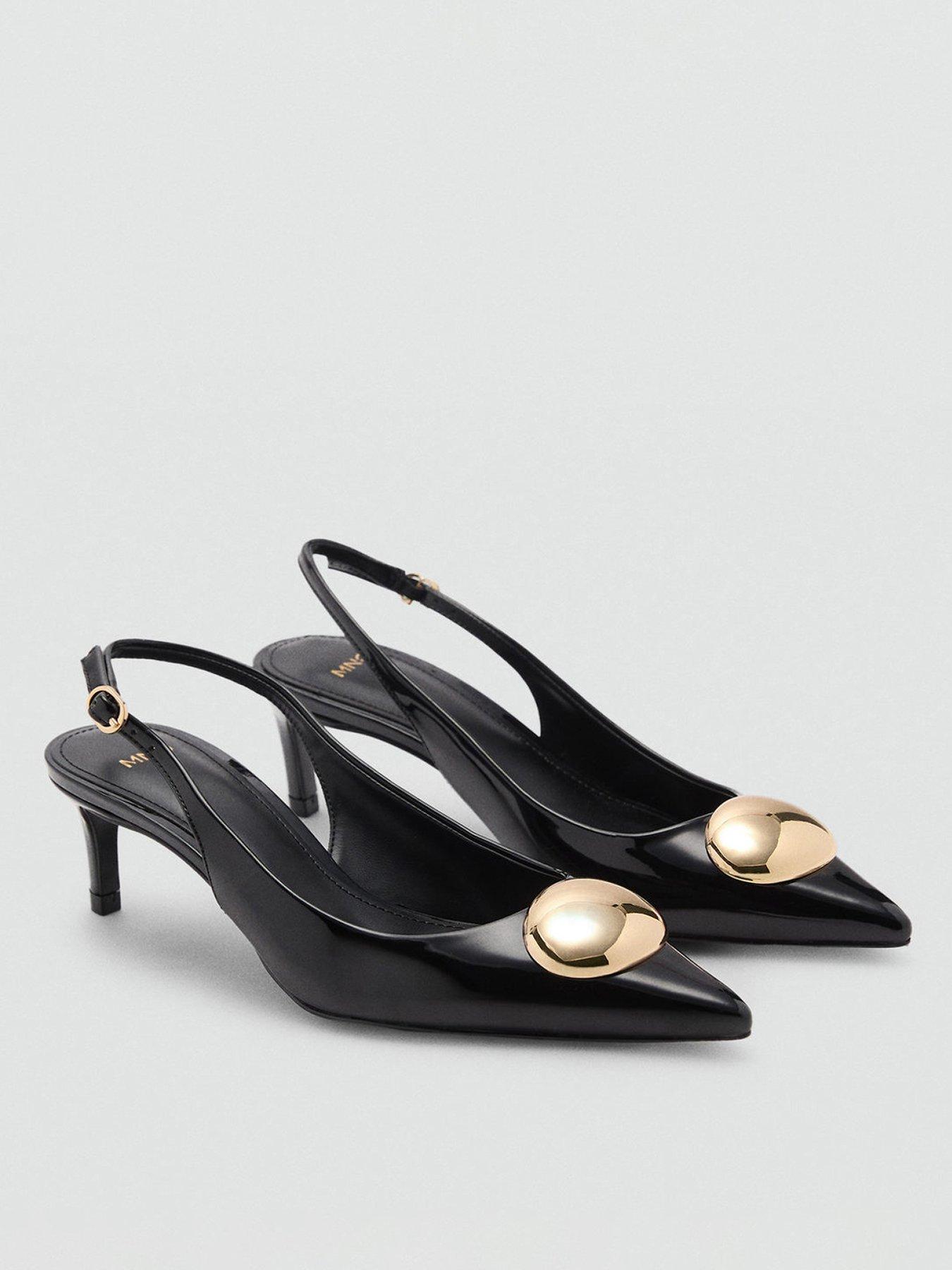  image of mango-kitten-heel-shoes-with-metallic-decoration-black