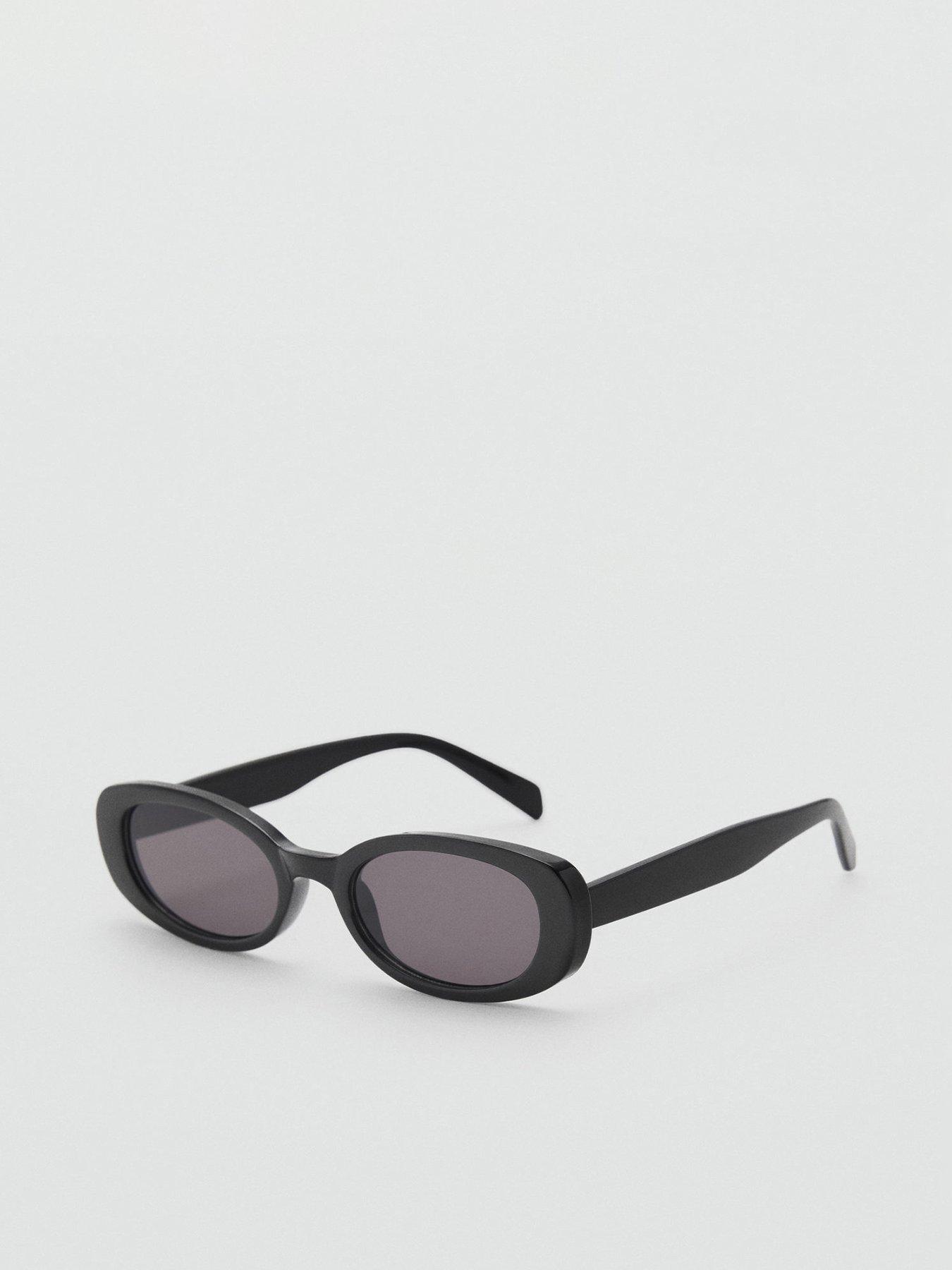  image of mango-oval-frame-sunglasses-black