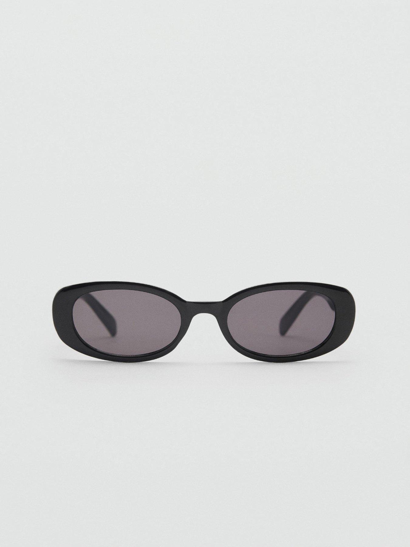  image of mango-oval-frame-sunglasses-black