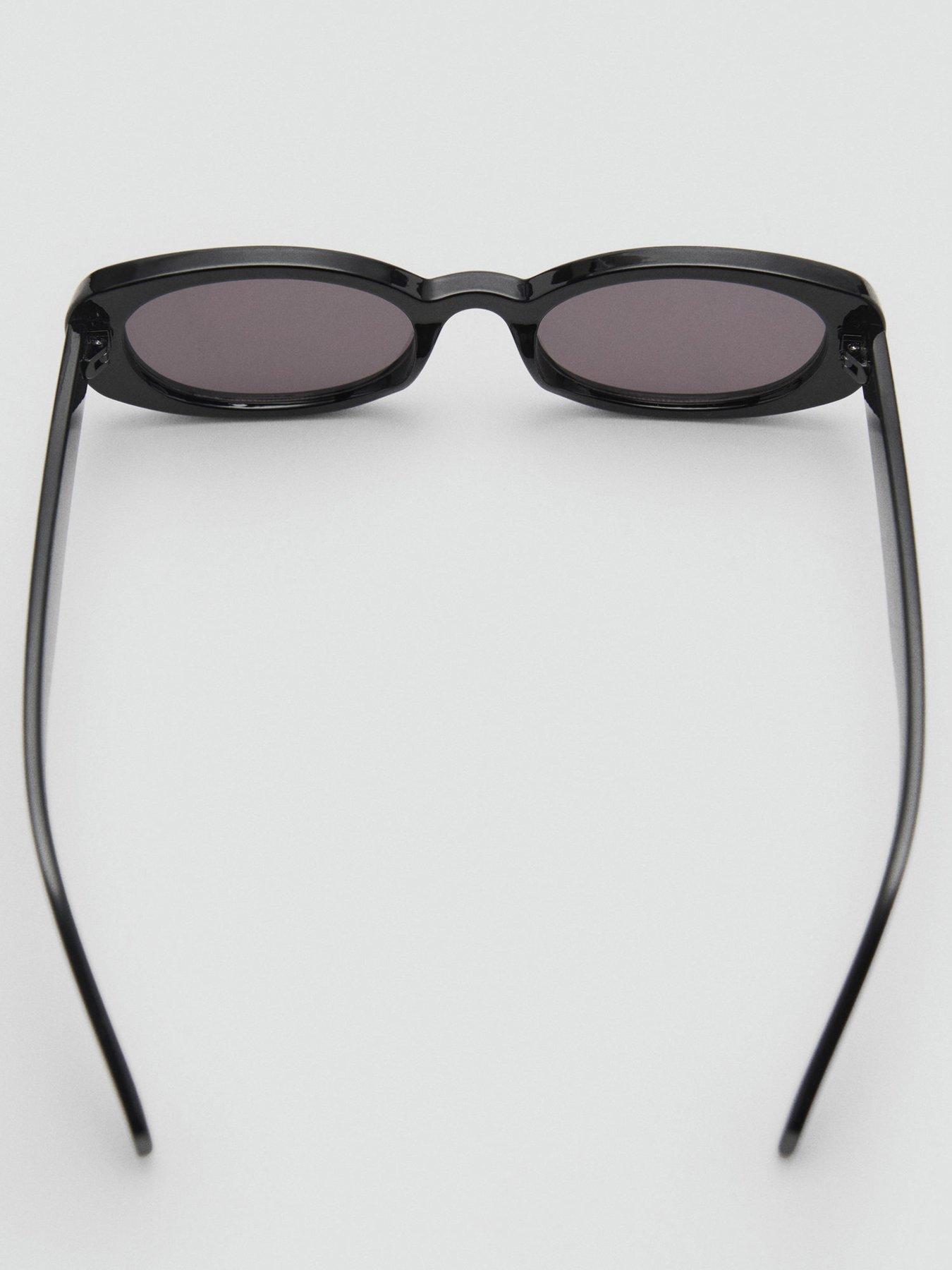  image of mango-oval-frame-sunglasses-black