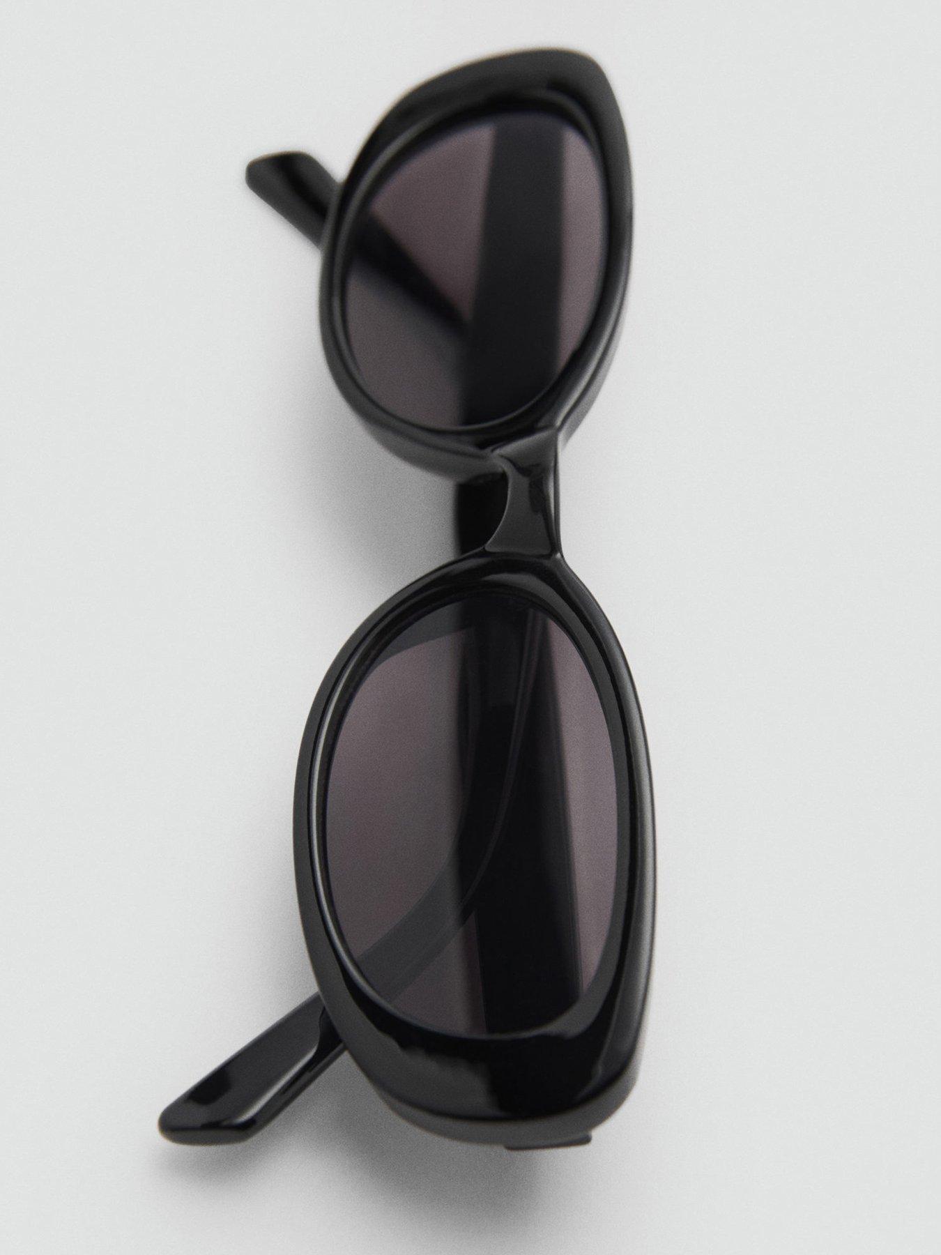  image of mango-oval-frame-sunglasses-black
