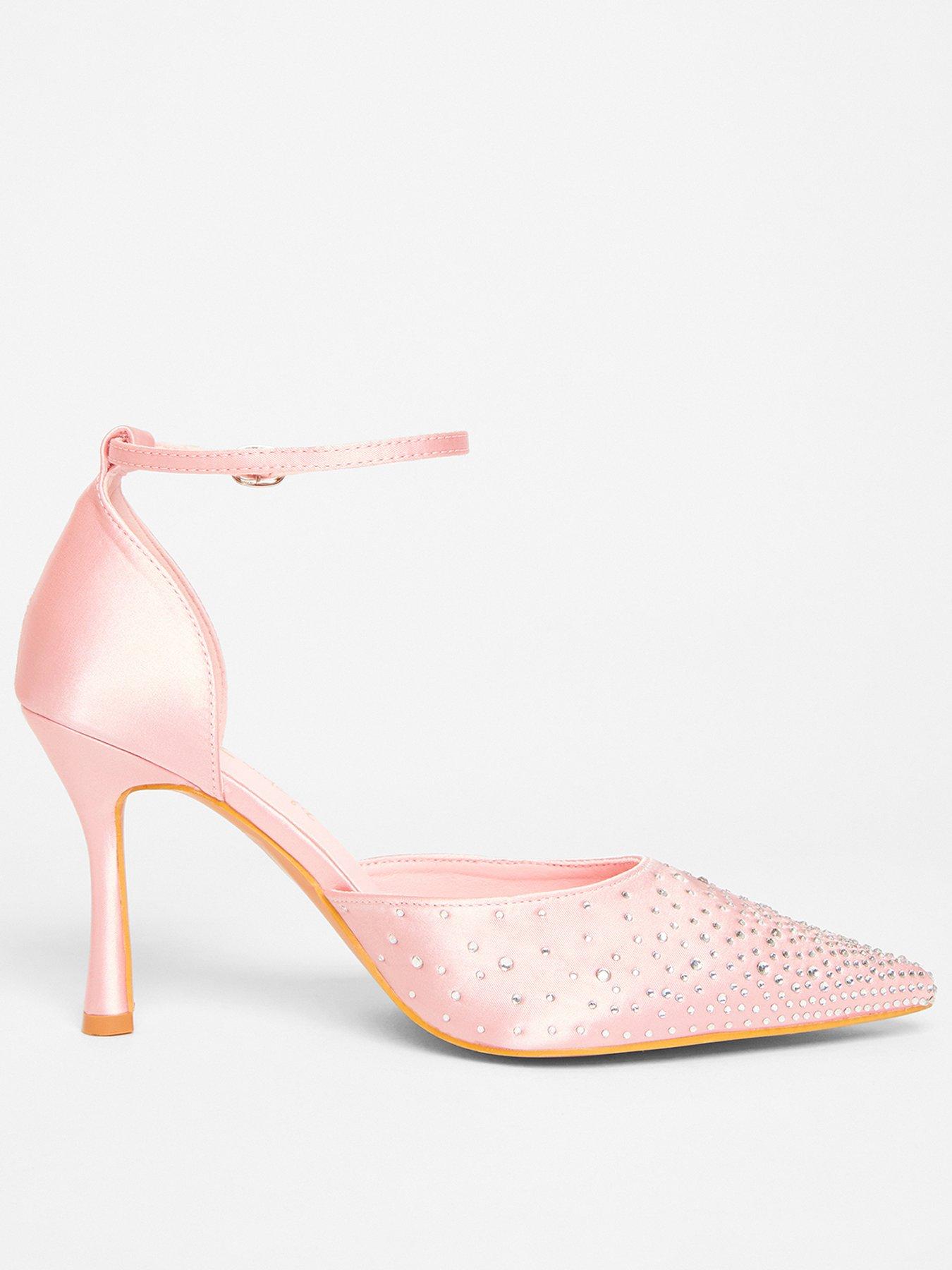 quiz-wide-fit-pink-scattered-diamante-court-heels