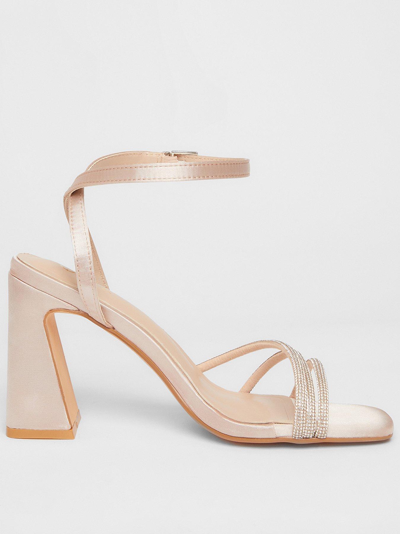  image of quiz-champagne-diamante-block-heels
