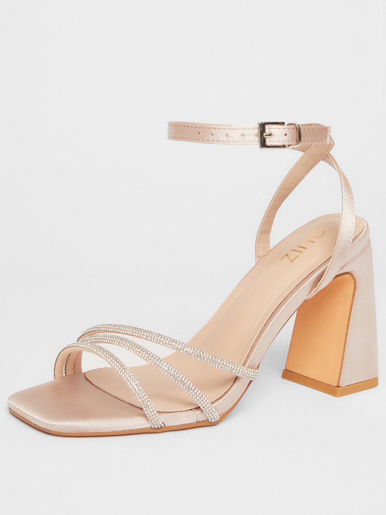  image of quiz-champagne-diamante-block-heels
