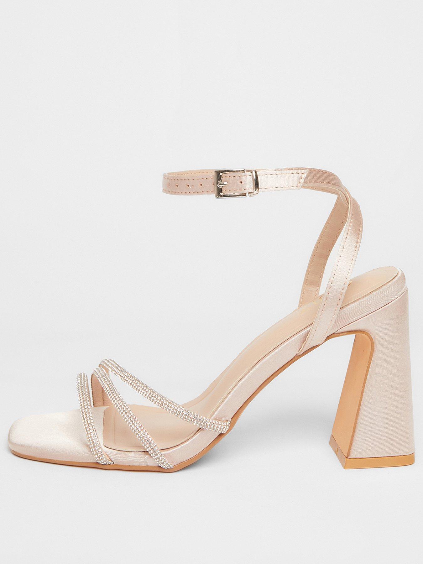  image of quiz-champagne-diamante-block-heels