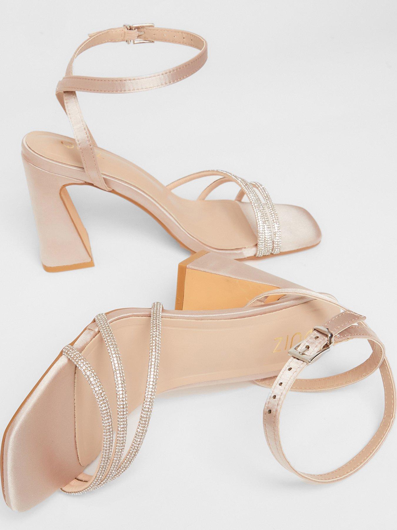  image of quiz-champagne-diamante-block-heels