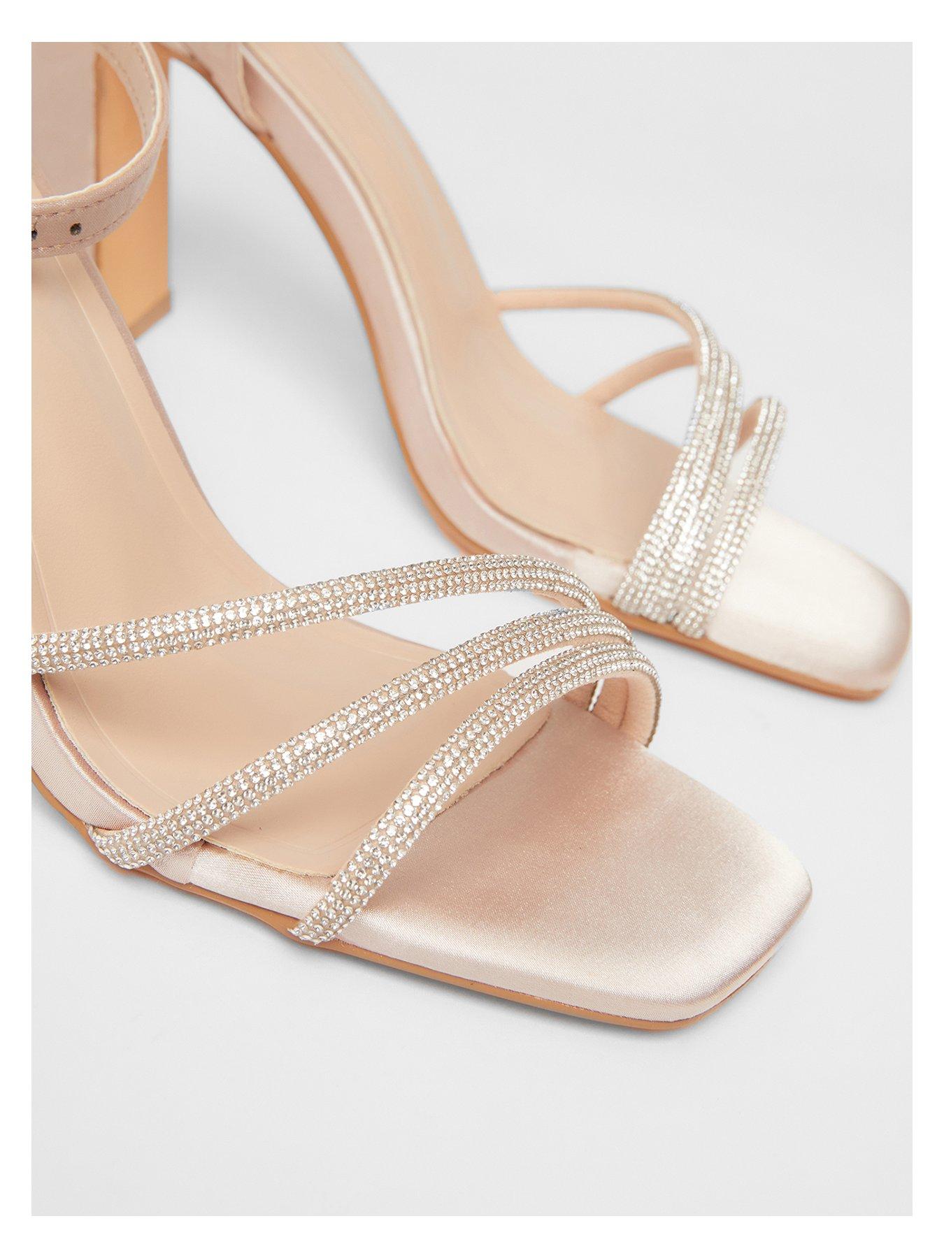  image of quiz-champagne-diamante-block-heels