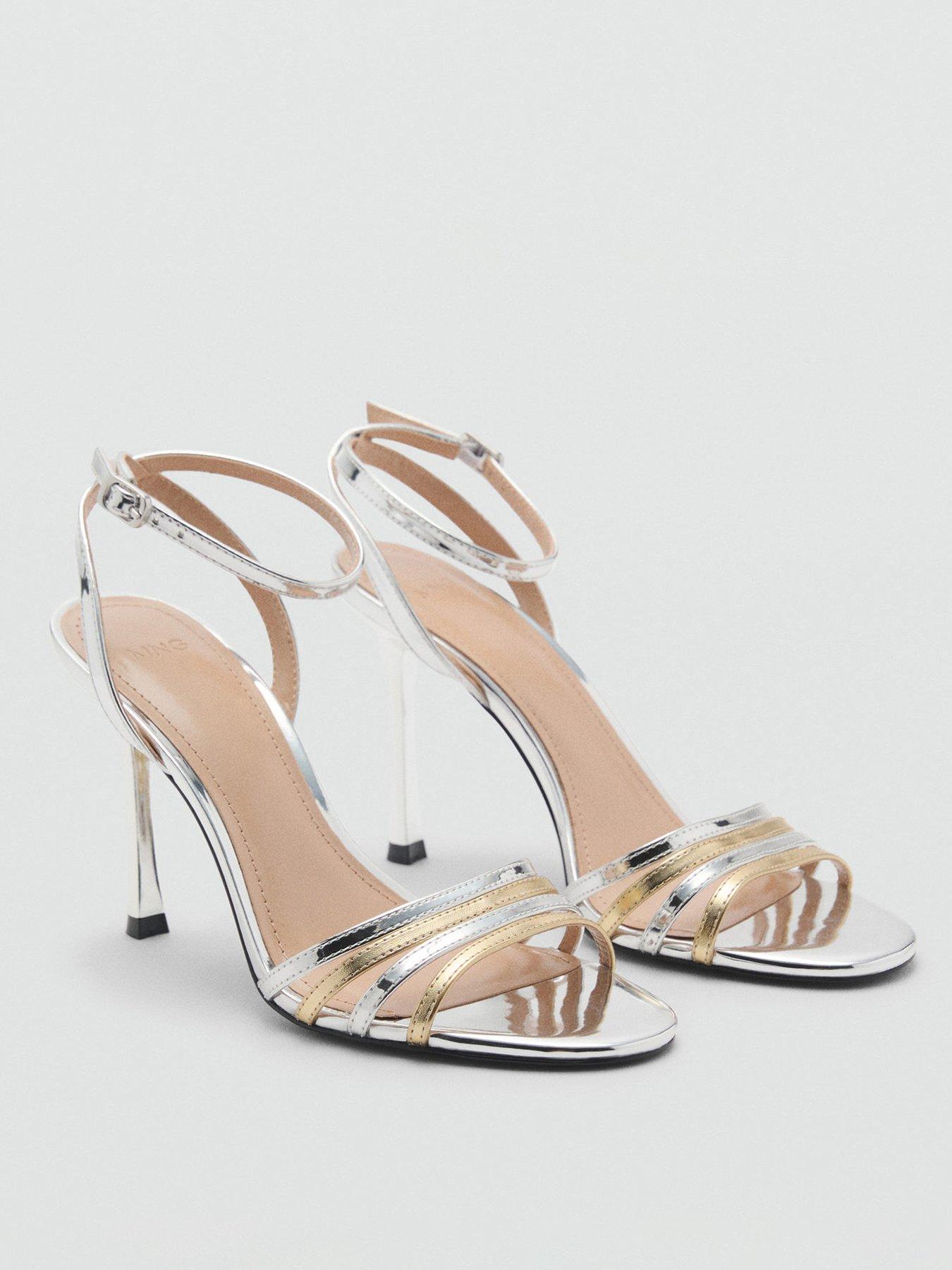 image of mango-combined-strap-heeled-sandals-silver