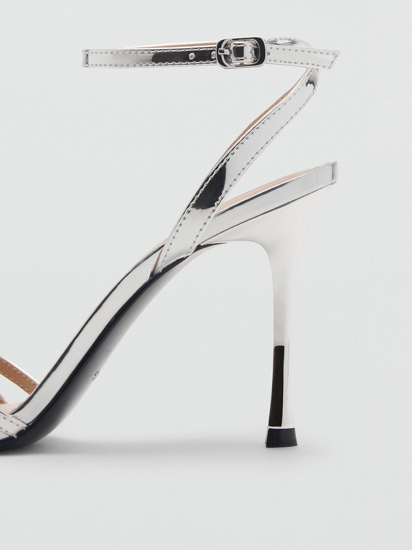  image of mango-combined-strap-heeled-sandals-silver