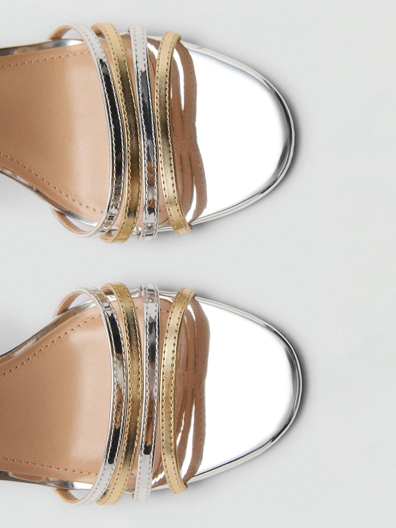  image of mango-combined-strap-heeled-sandals-silver