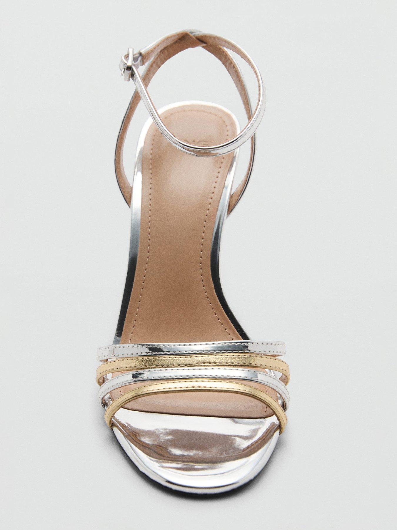  image of mango-combined-strap-heeled-sandals-silver