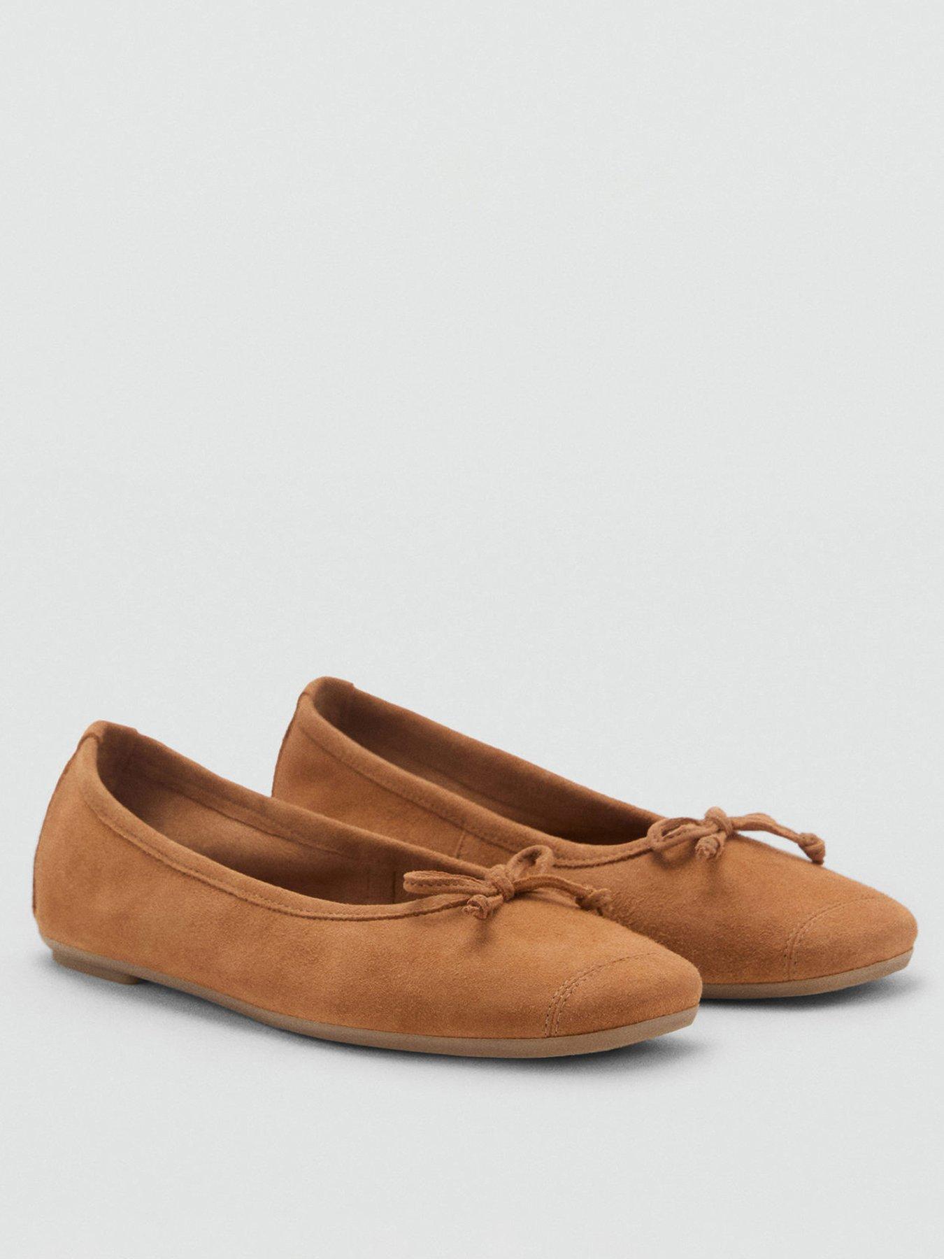 stillFront image of mango-bow-suede-ballerina-brown
