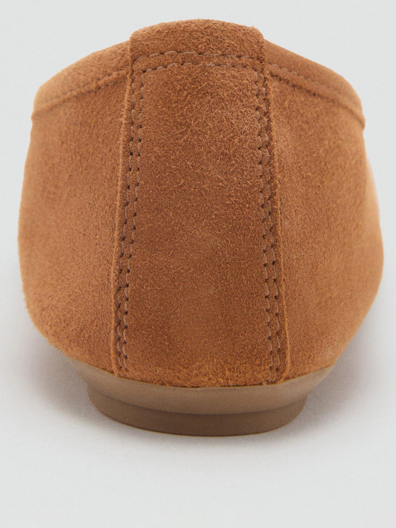  image of mango-bow-suede-ballerina-brown