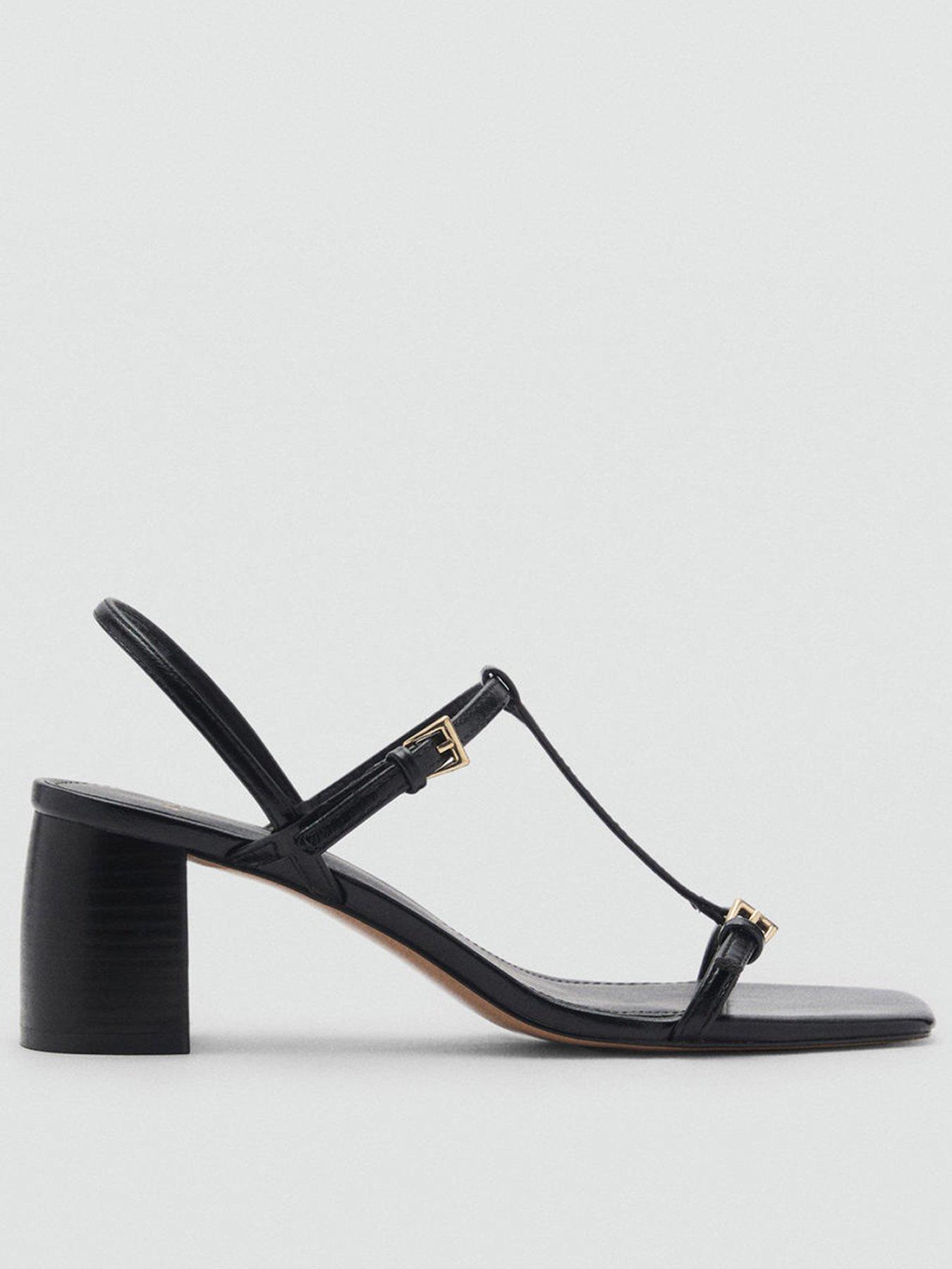  image of mango-high-heeled-sandals-with-buckle-straps-black