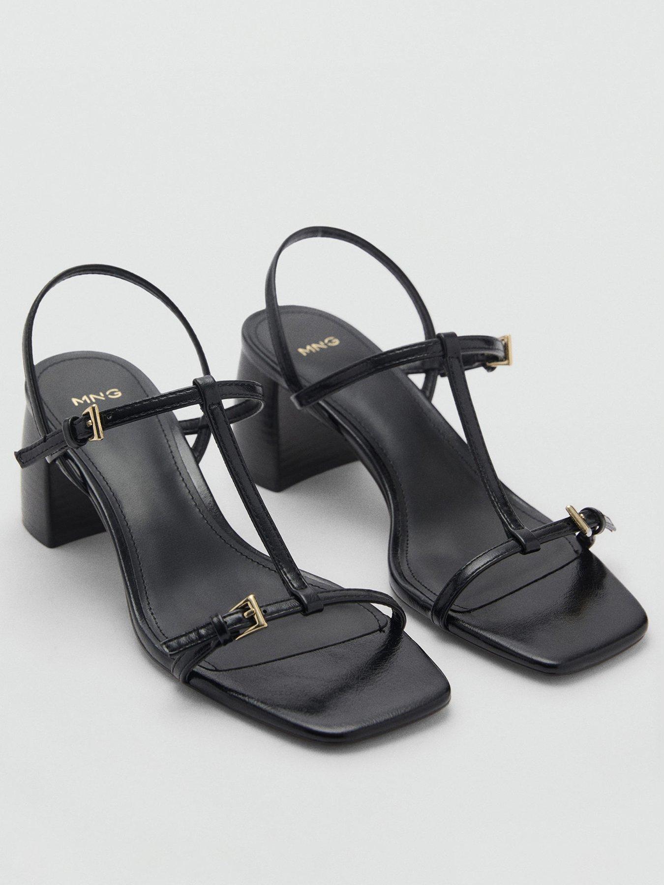  image of mango-high-heeled-sandals-with-buckle-straps-black