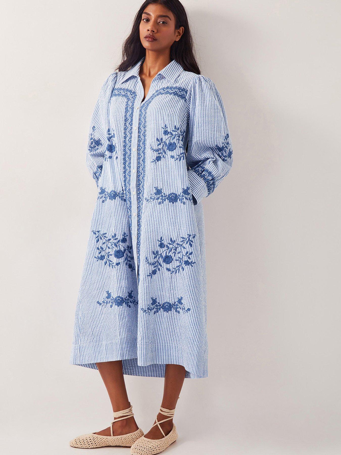  image of monsoon-marlowe-embellished-dress-blue