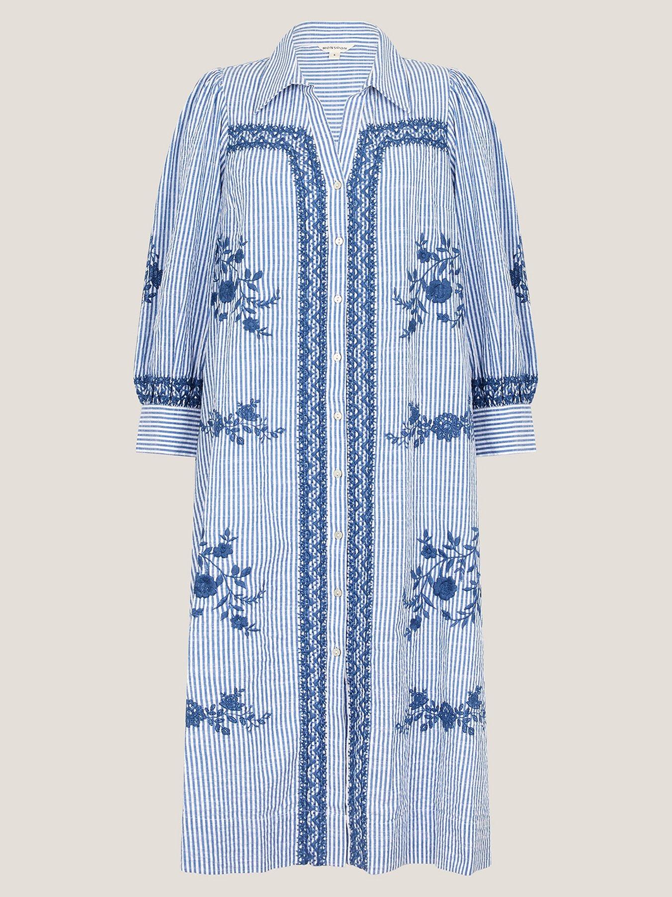  image of monsoon-marlowe-embellished-dress-blue