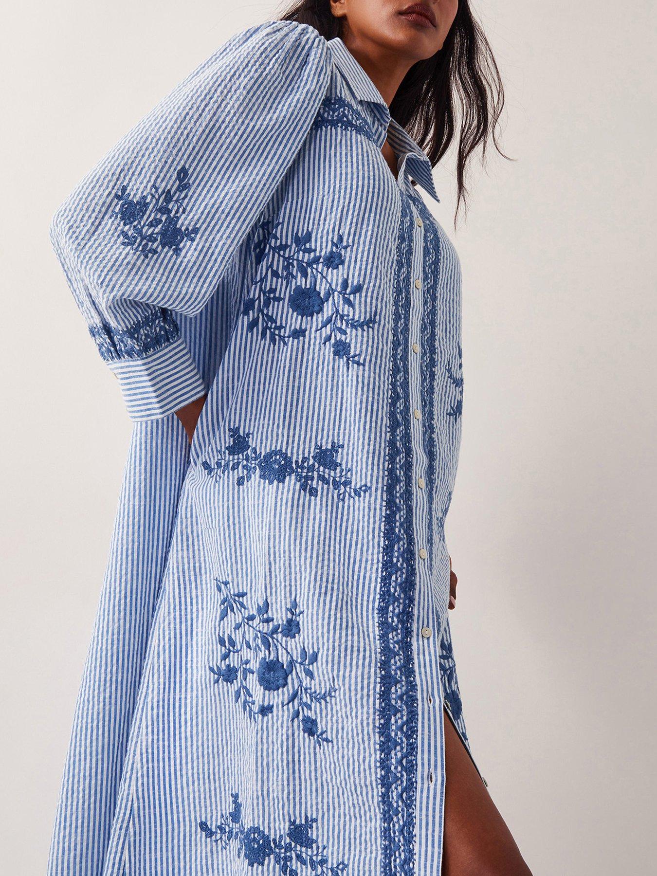  image of monsoon-marlowe-embellished-dress-blue