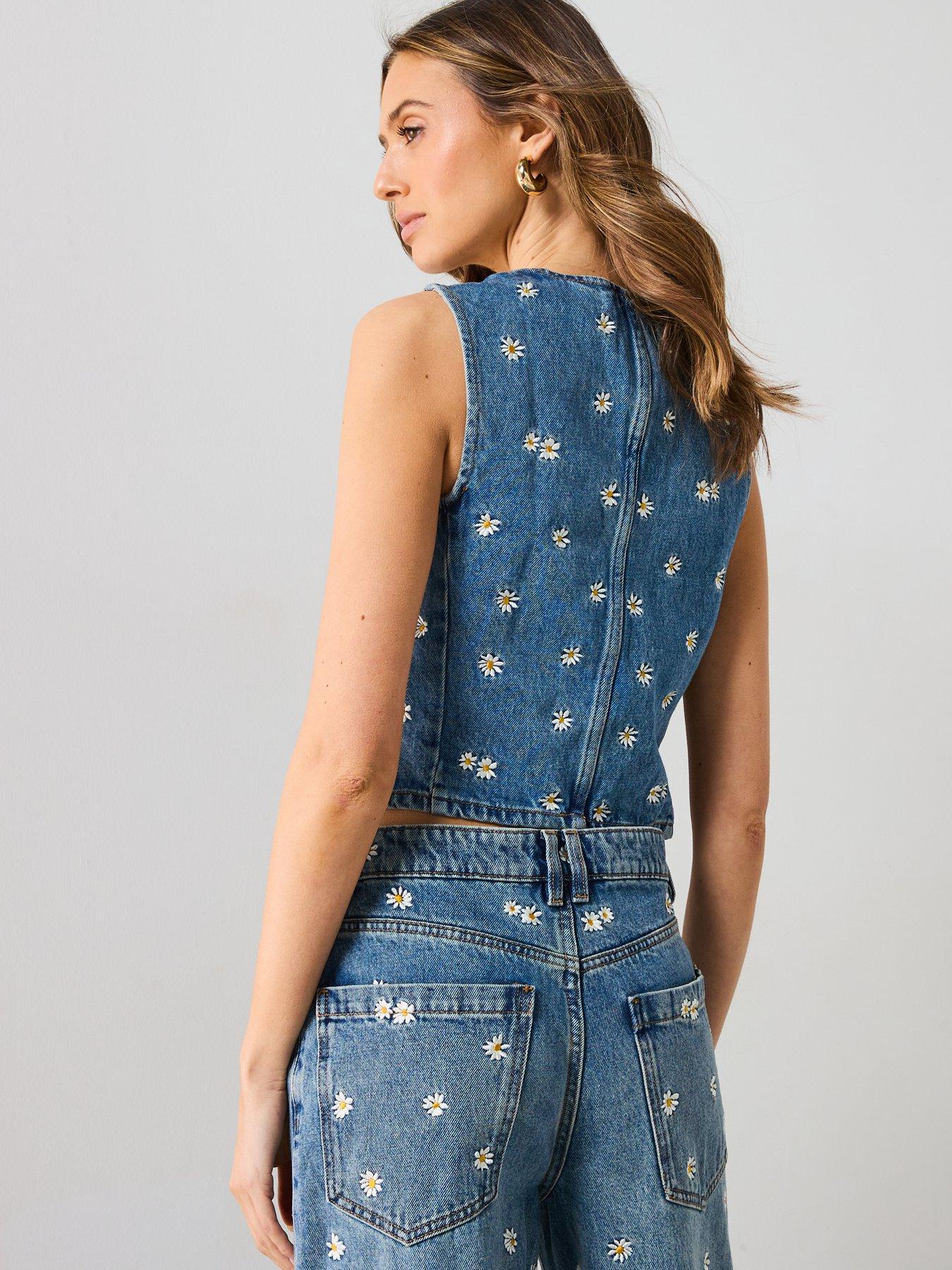 stillFront image of mango-flower-embroidered-crop-vest-blue