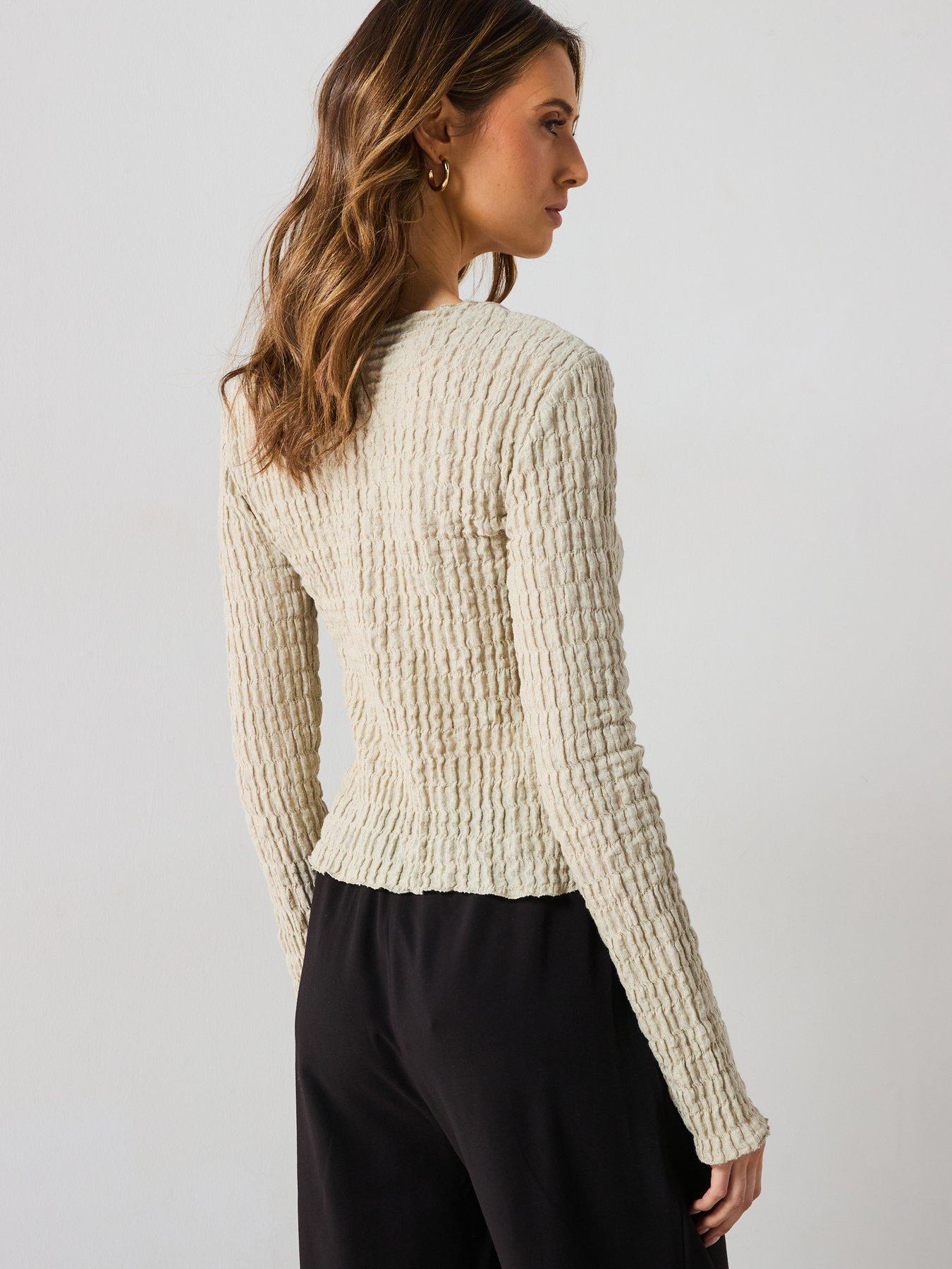  image of mango-cotton-textured-cardigan-with-bows