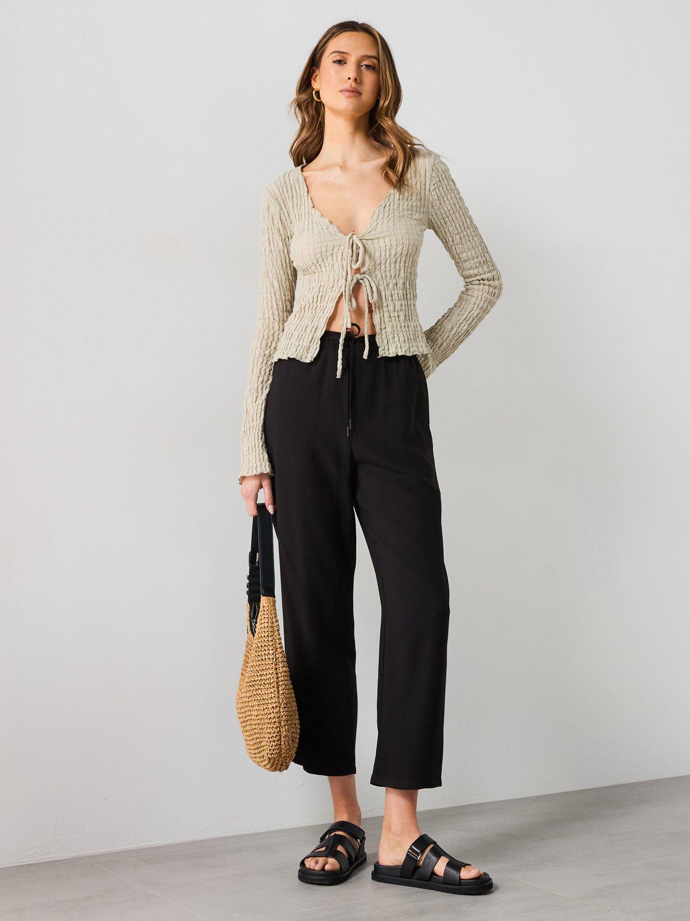  image of mango-cotton-textured-cardigan-with-bows