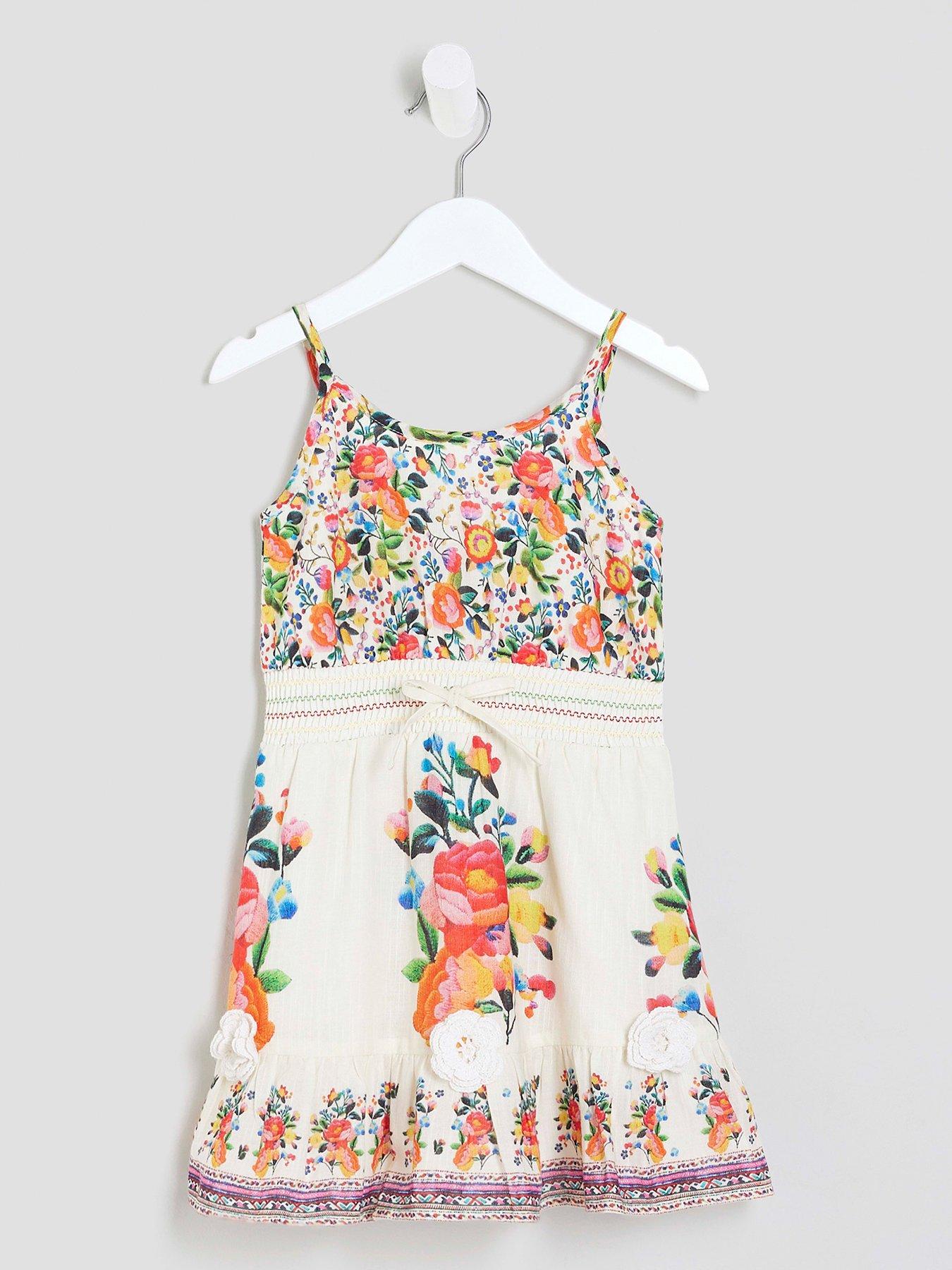 River Island Mini Girls Del Maar Floral Dress - White