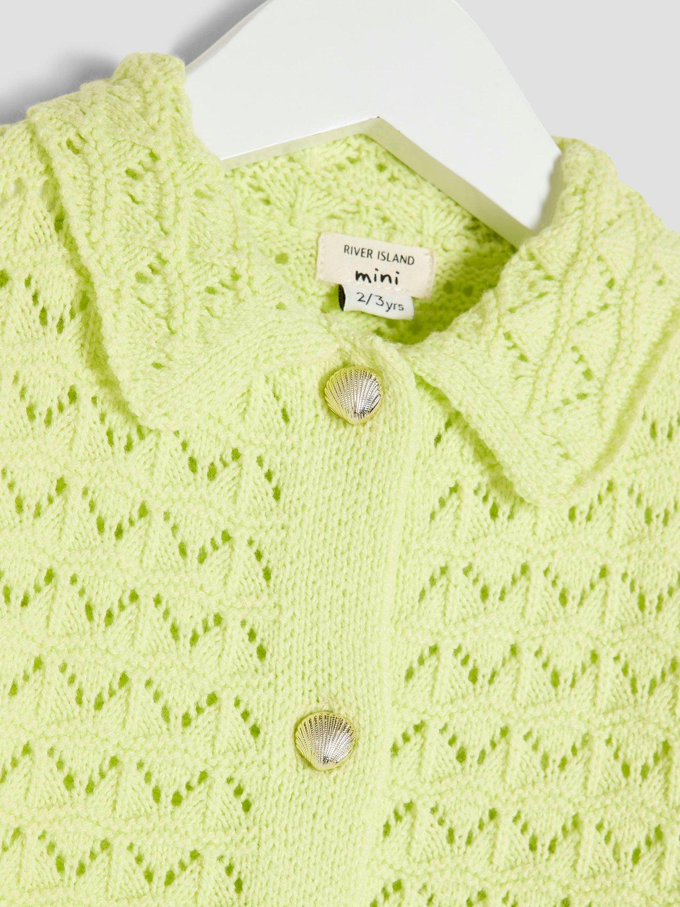  image of river-island-mini-girls-revere-palm-tree-shirt-set-lime-green